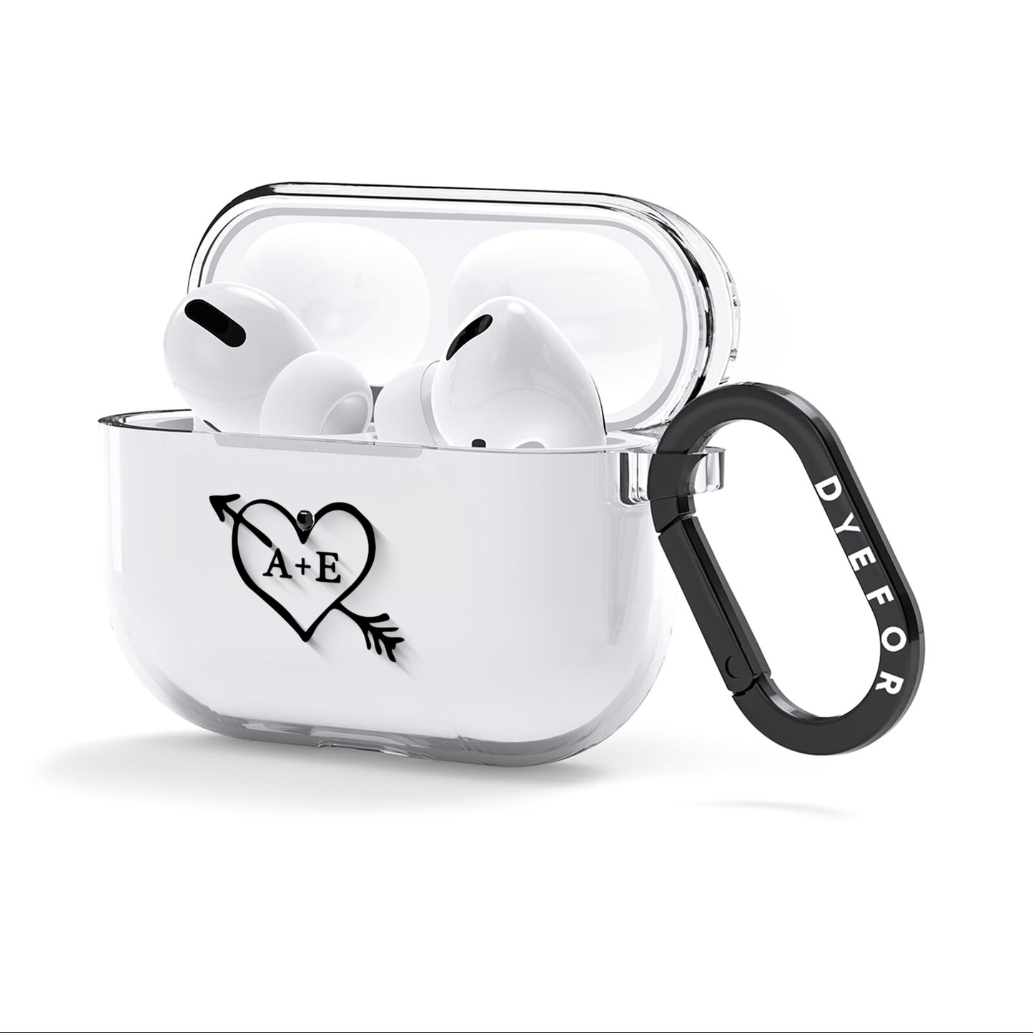 Personalised Couples Black Initials Arrow Clear AirPods Clear Case 3rd Gen Side Image