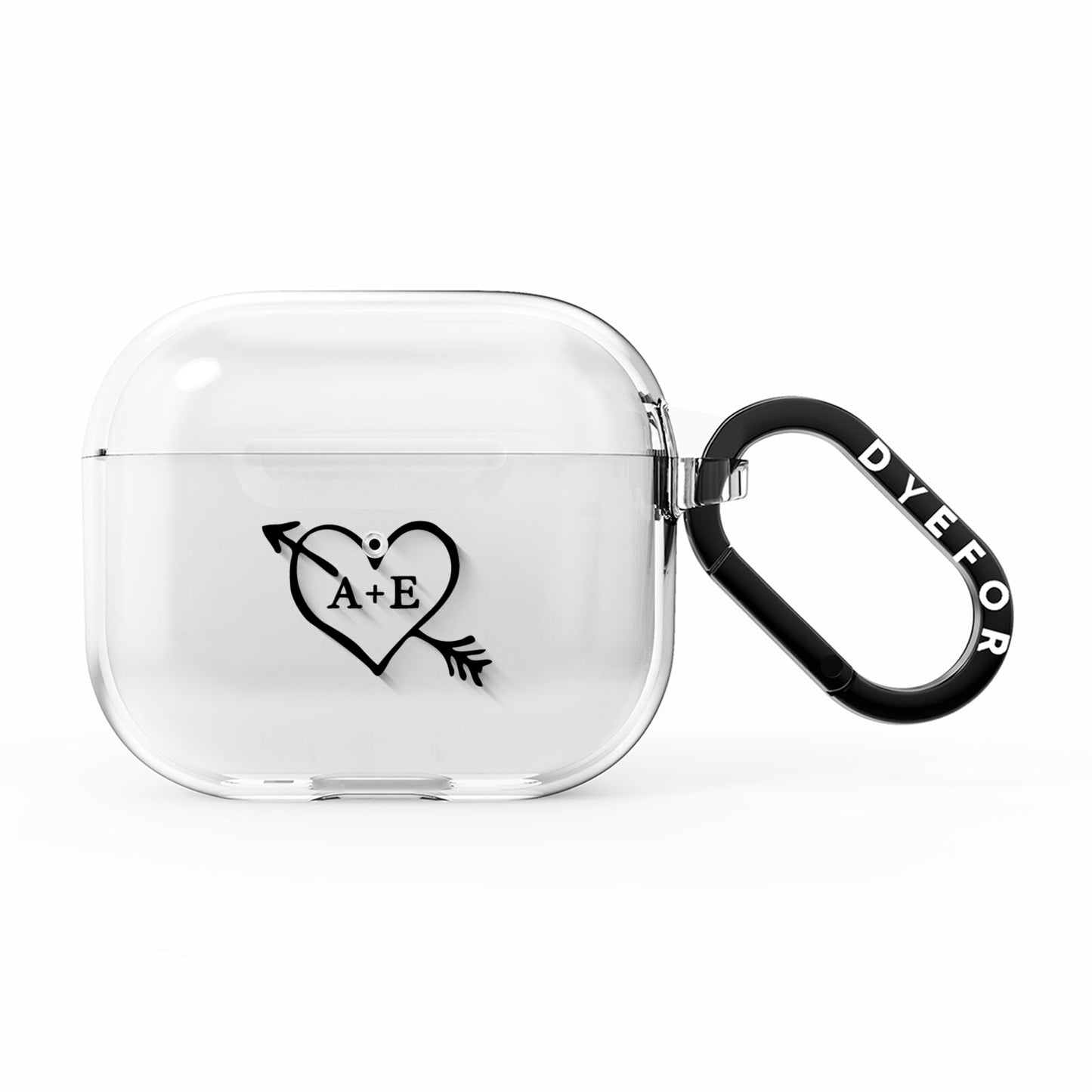 Personalised Couples Black Initials Arrow Clear AirPods Clear Case 3rd Gen