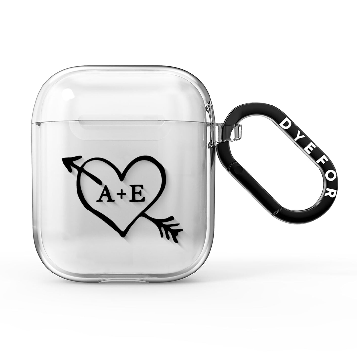 Personalised Couples Black Initials Arrow Clear AirPods Clear Case