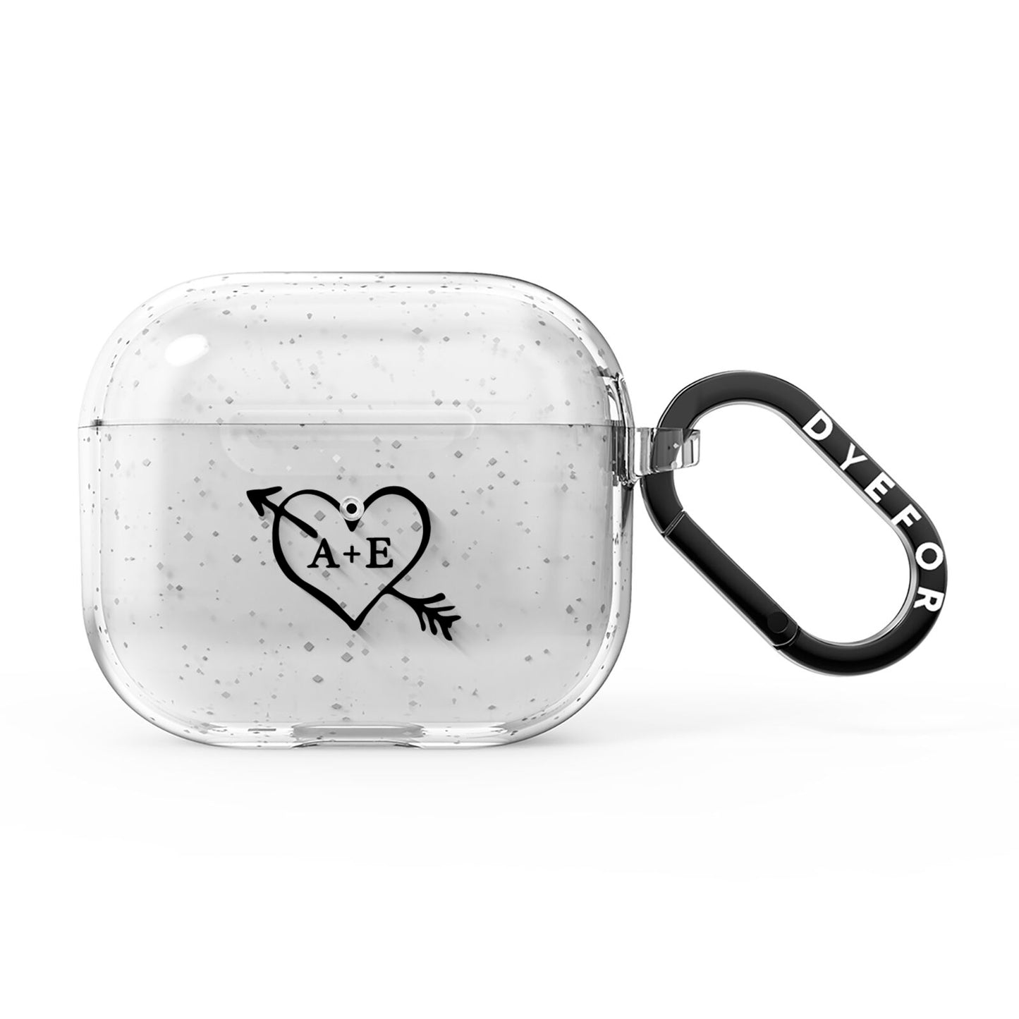 Personalised Couples Black Initials Arrow Clear AirPods Glitter Case 3rd Gen