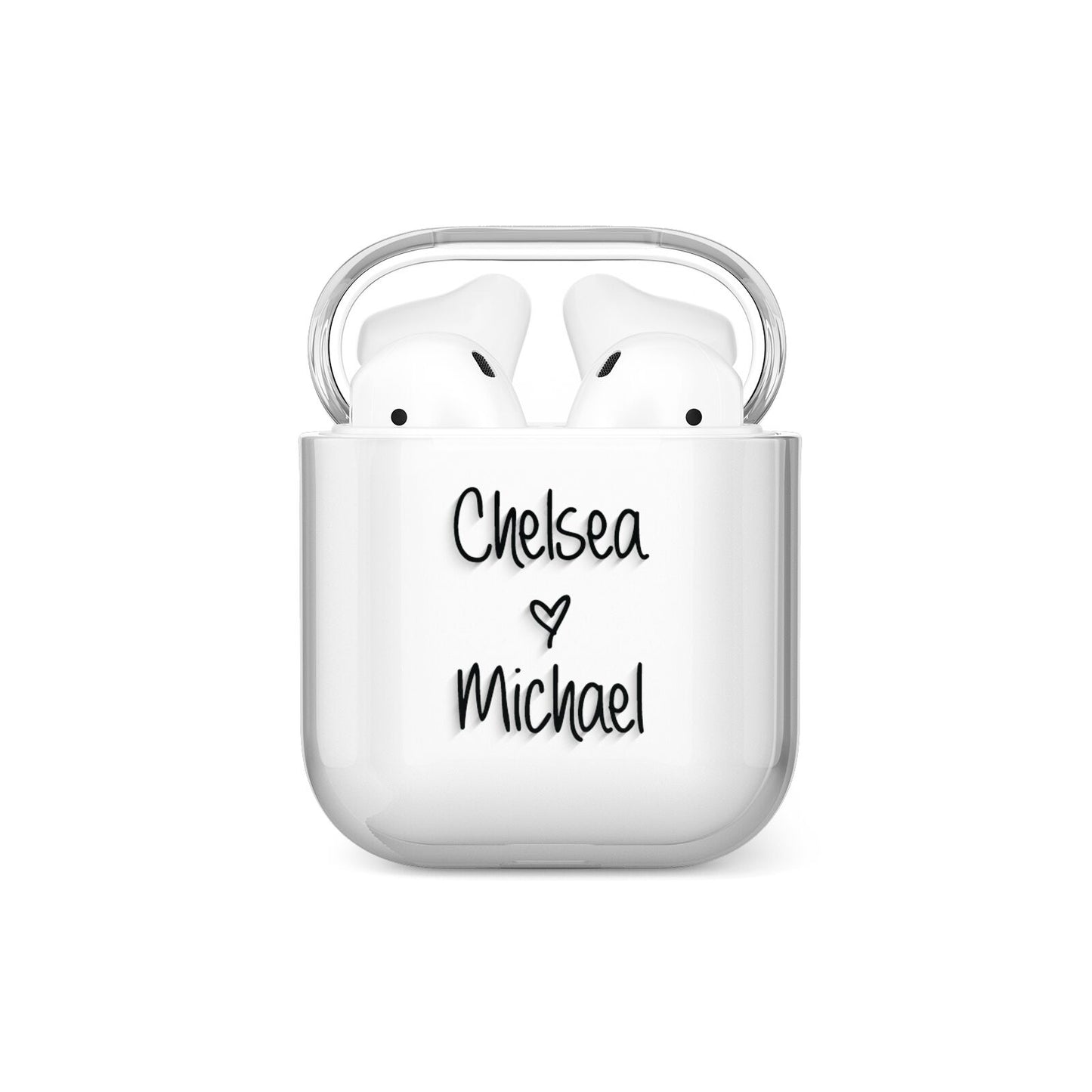 Personalised Couples Names Handwritten Black Clear AirPods Case