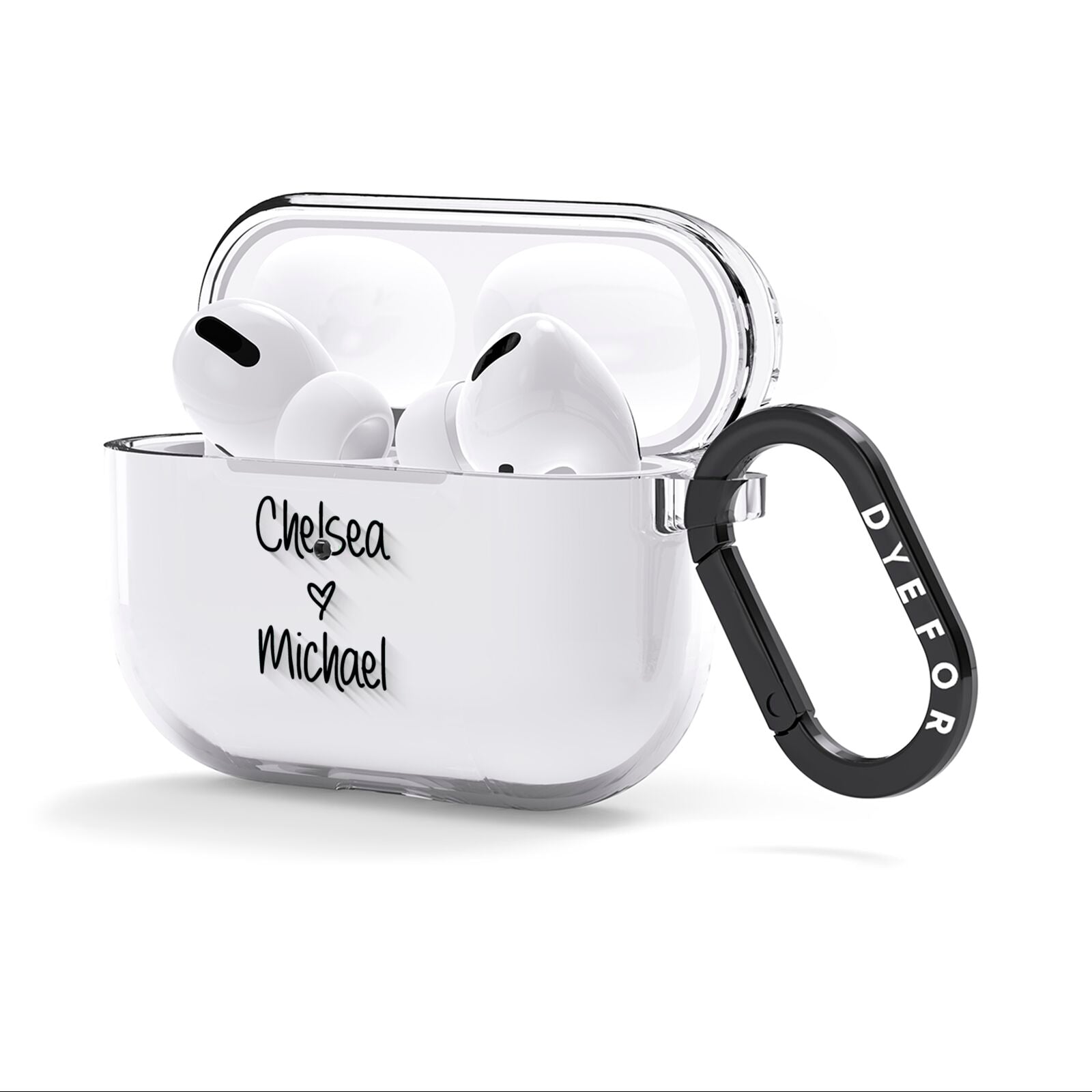 Personalised Couples Names Handwritten Black Clear AirPods Clear Case 3rd Gen Side Image