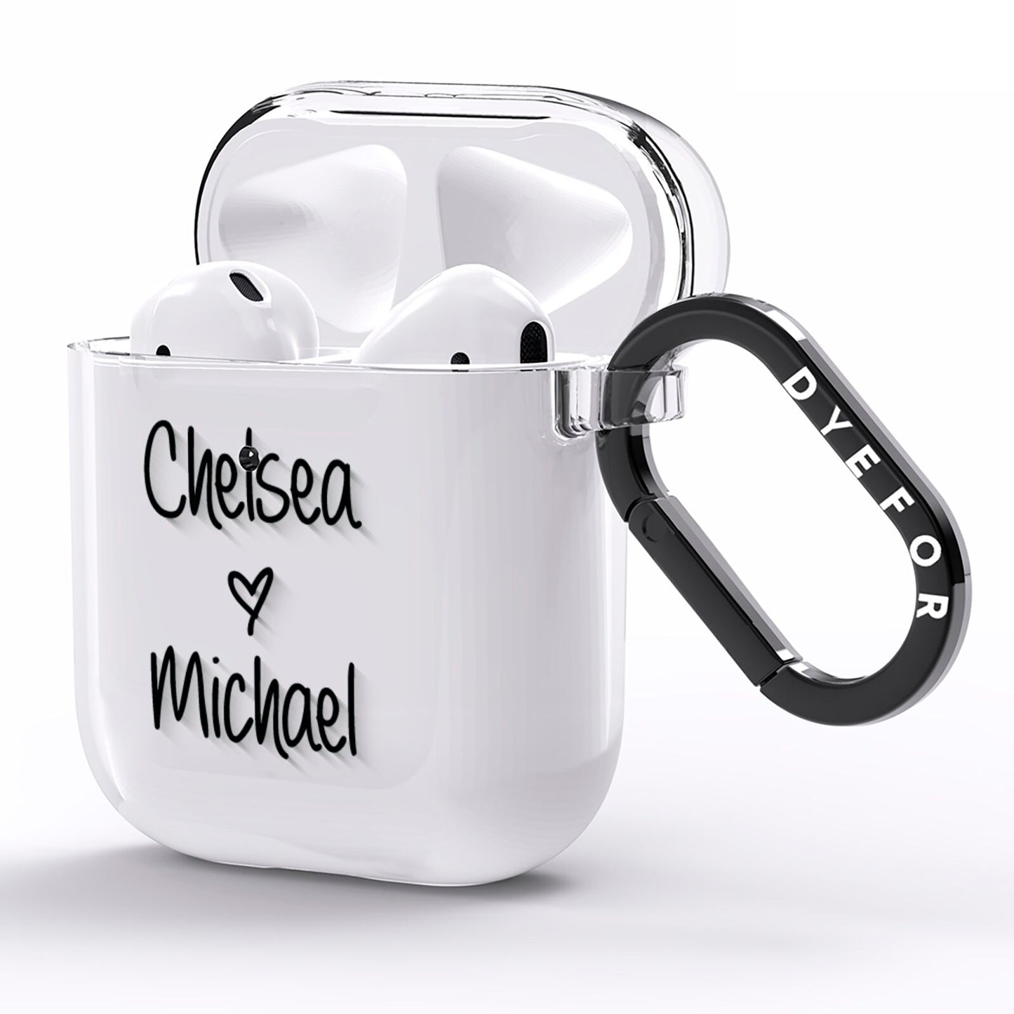 Personalised Couples Names Handwritten Black Clear AirPods Clear Case Side Image