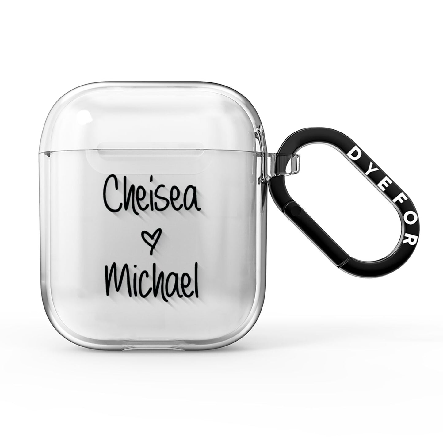 Personalised Couples Names Handwritten Black Clear AirPods Clear Case