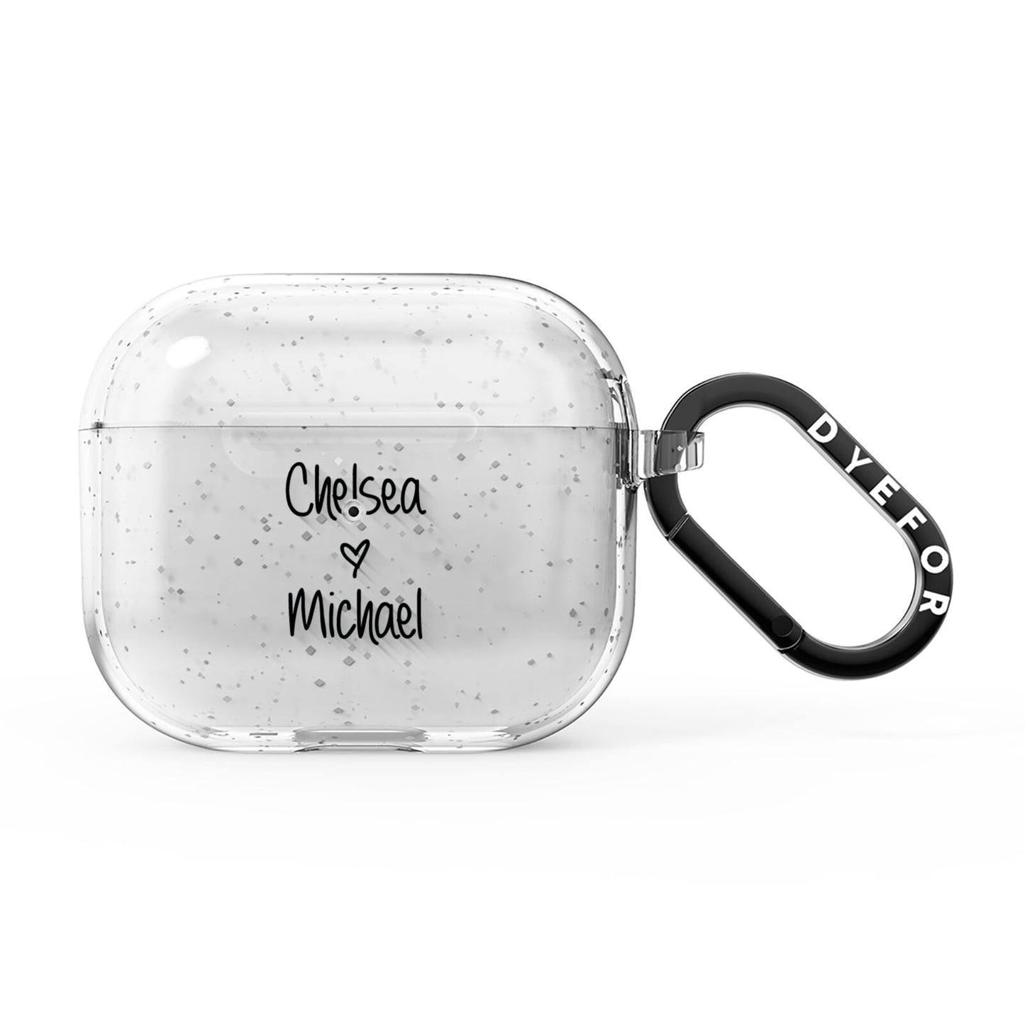 Personalised Couples Names Handwritten Black Clear AirPods Glitter Case 3rd Gen