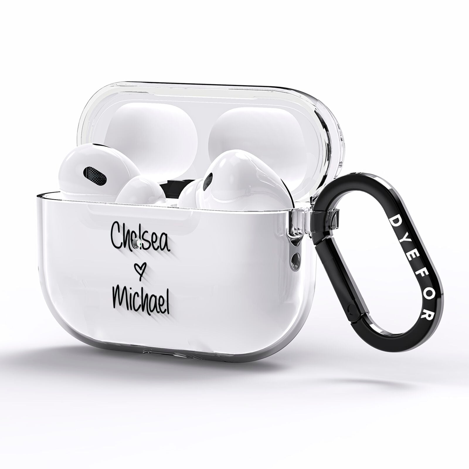 Personalised Couples Names Handwritten Black Clear AirPods Pro Clear Case Side Image