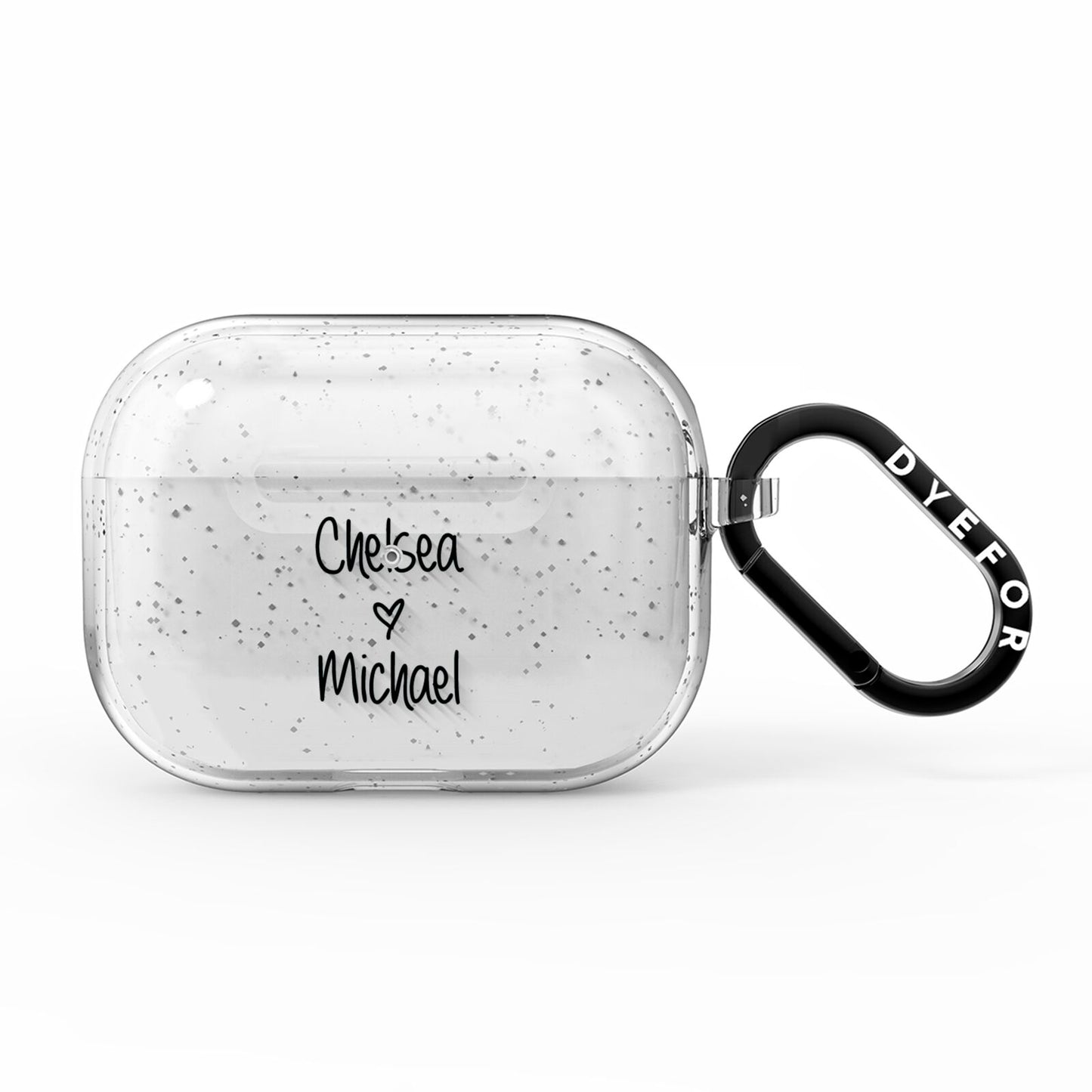 Personalised Couples Names Handwritten Black Clear AirPods Pro Glitter Case