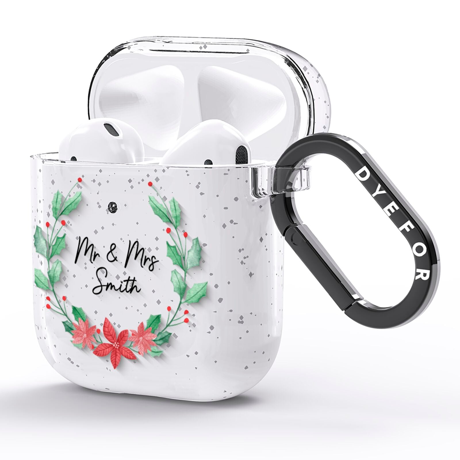 Personalised Couples Wreath AirPods Glitter Case Side Image