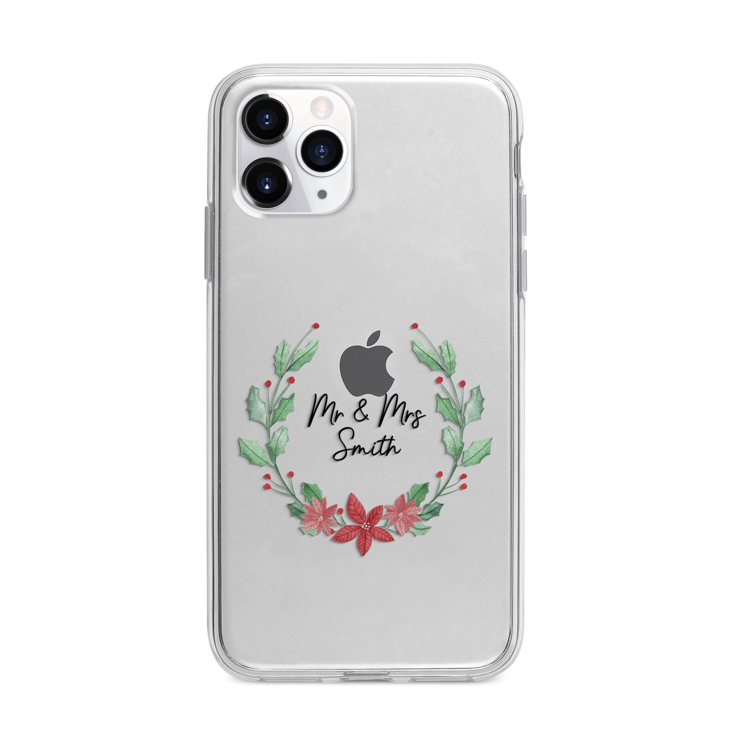 Personalised Couples Wreath Apple iPhone 11 Pro Max in Silver with Bumper Case