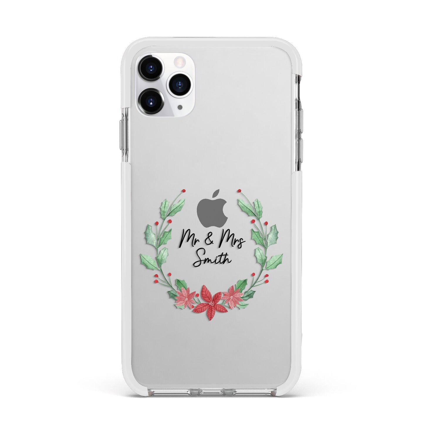 Personalised Couples Wreath Apple iPhone 11 Pro Max in Silver with White Impact Case