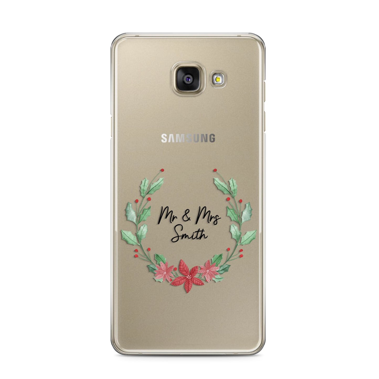 Personalised Couples Wreath Samsung Galaxy A3 2016 Case on gold phone