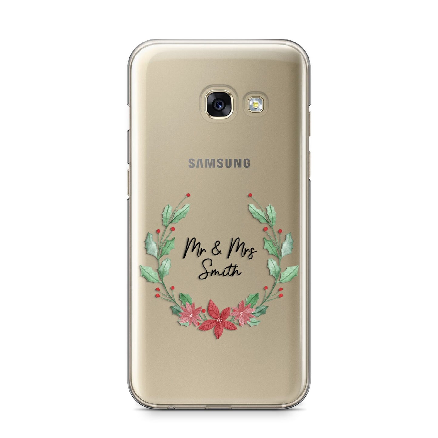 Personalised Couples Wreath Samsung Galaxy A3 2017 Case on gold phone