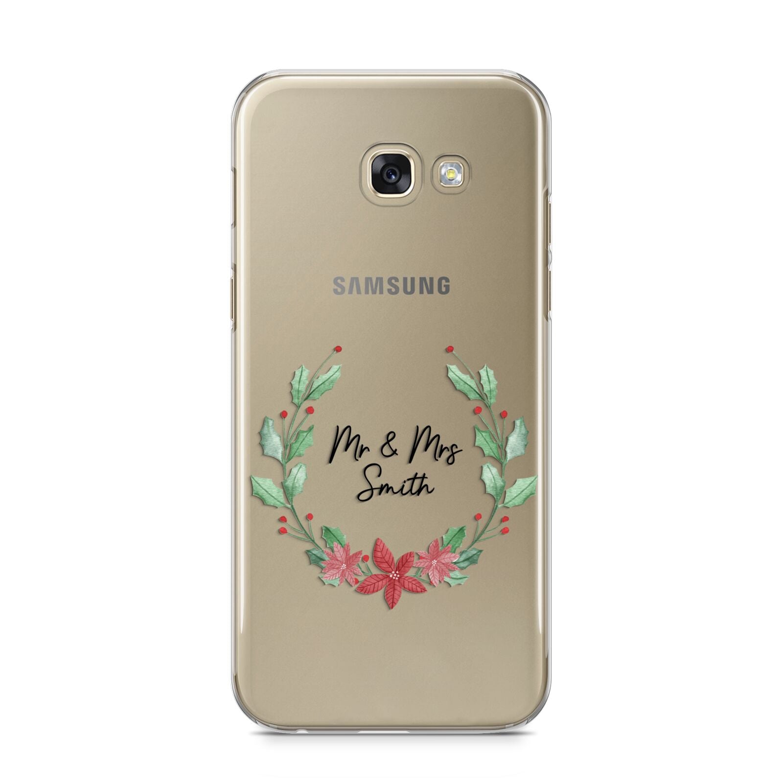 Personalised Couples Wreath Samsung Galaxy A5 2017 Case on gold phone