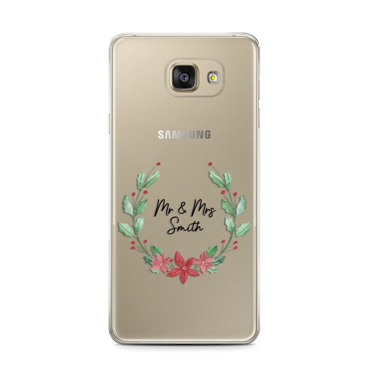 Personalised Couples Wreath Samsung Galaxy A7 2016 Case on gold phone