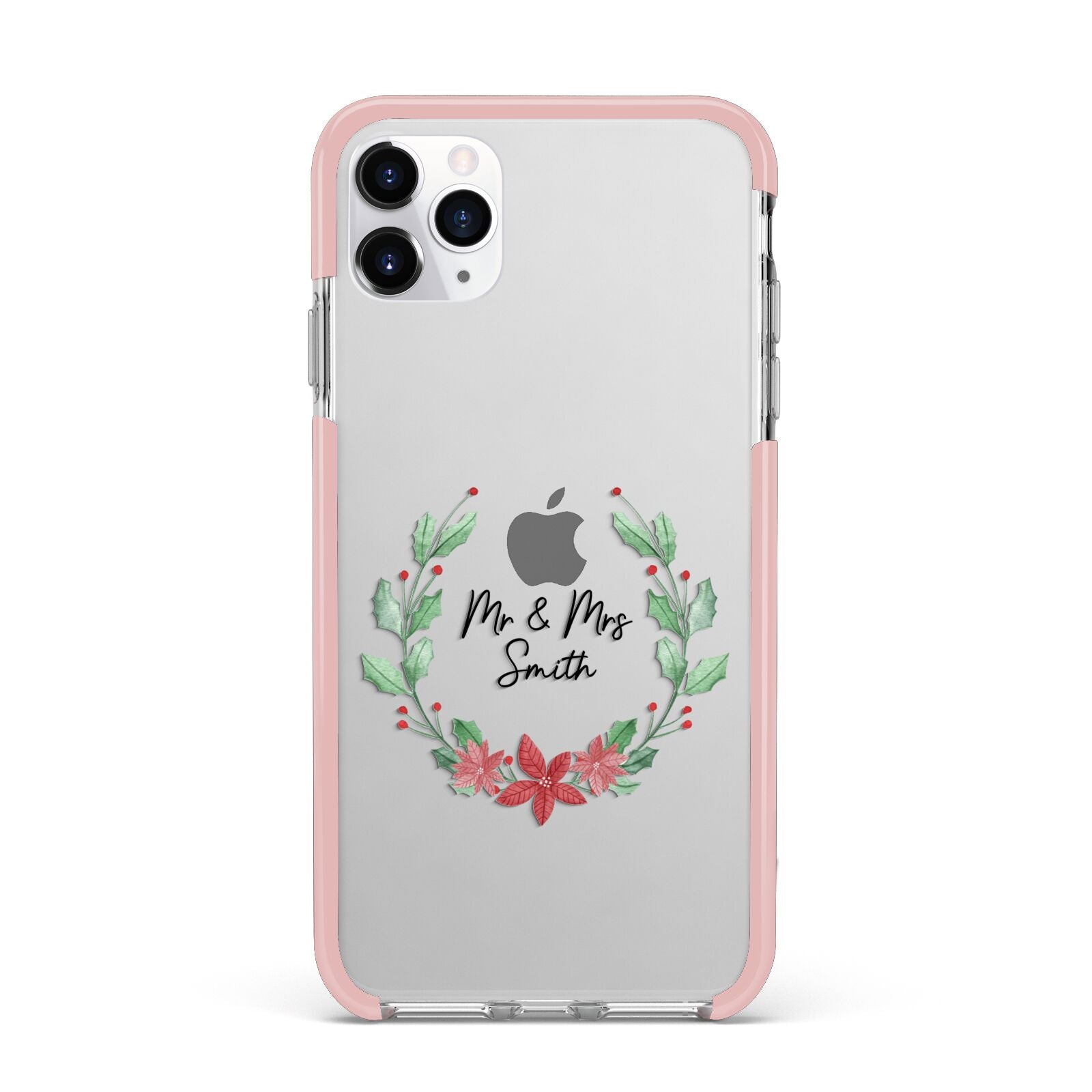 Personalised Couples Wreath iPhone 11 Pro Max Impact Pink Edge Case