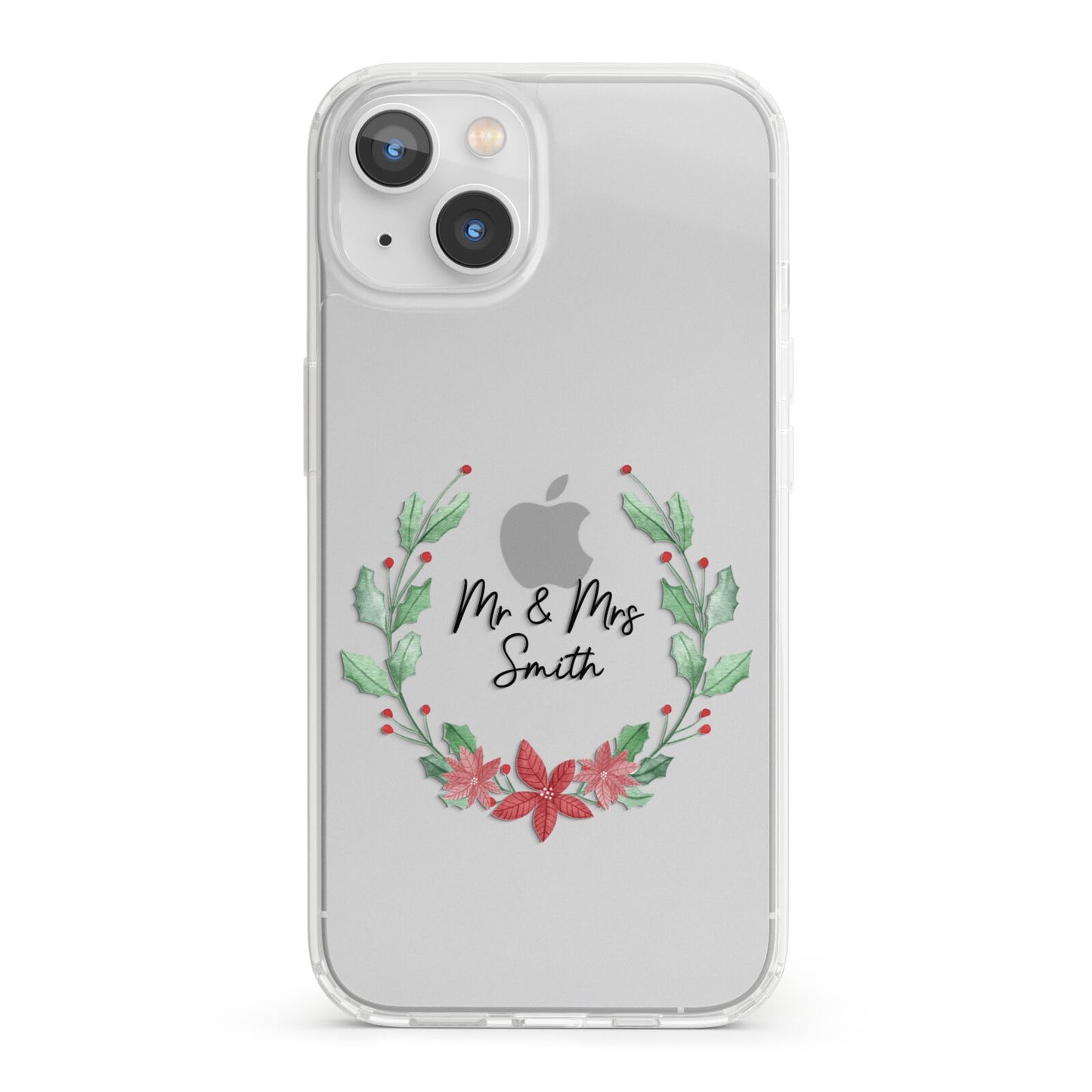 Personalised Couples Wreath iPhone 13 Clear Bumper Case