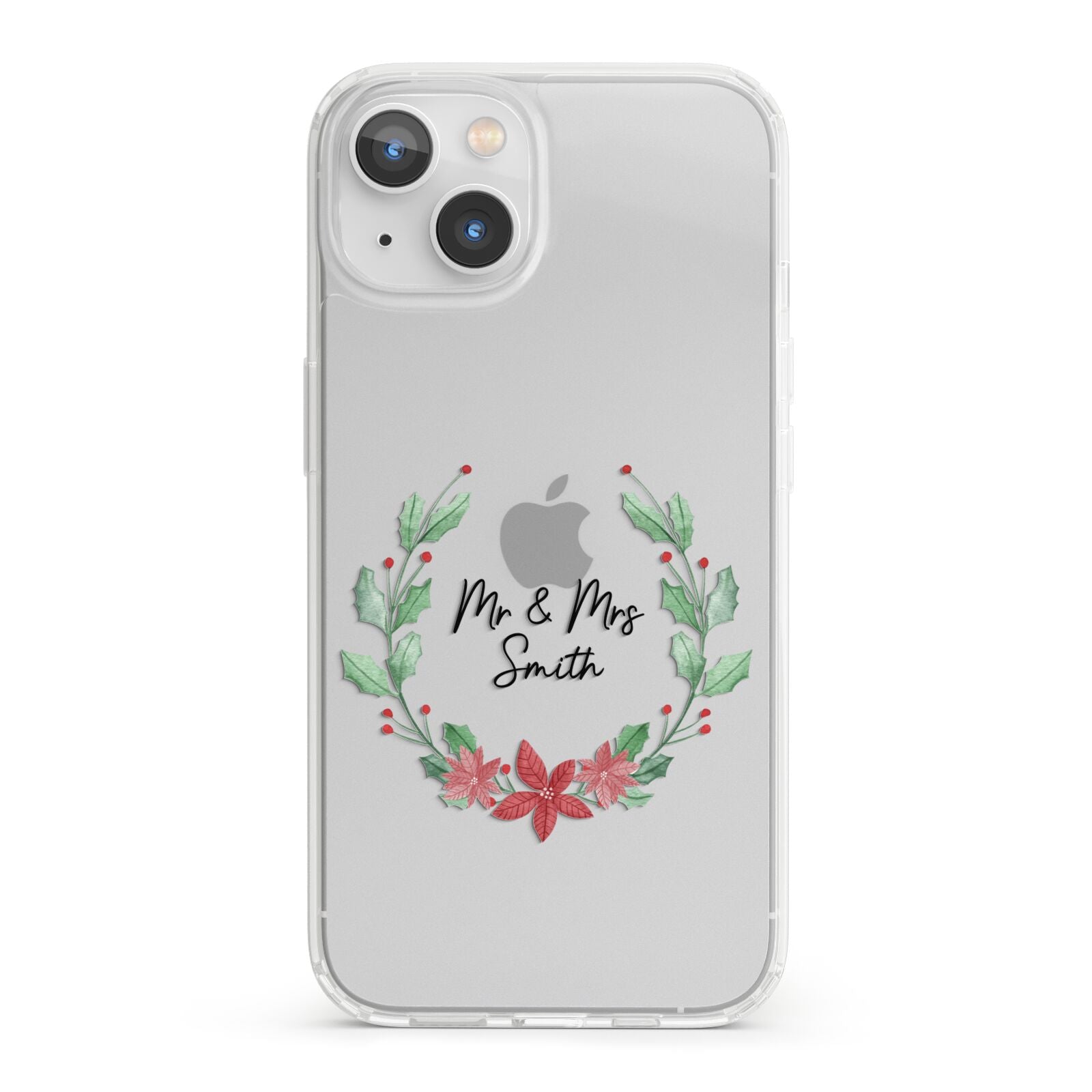 Personalised Couples Wreath iPhone 13 Clear Bumper Case