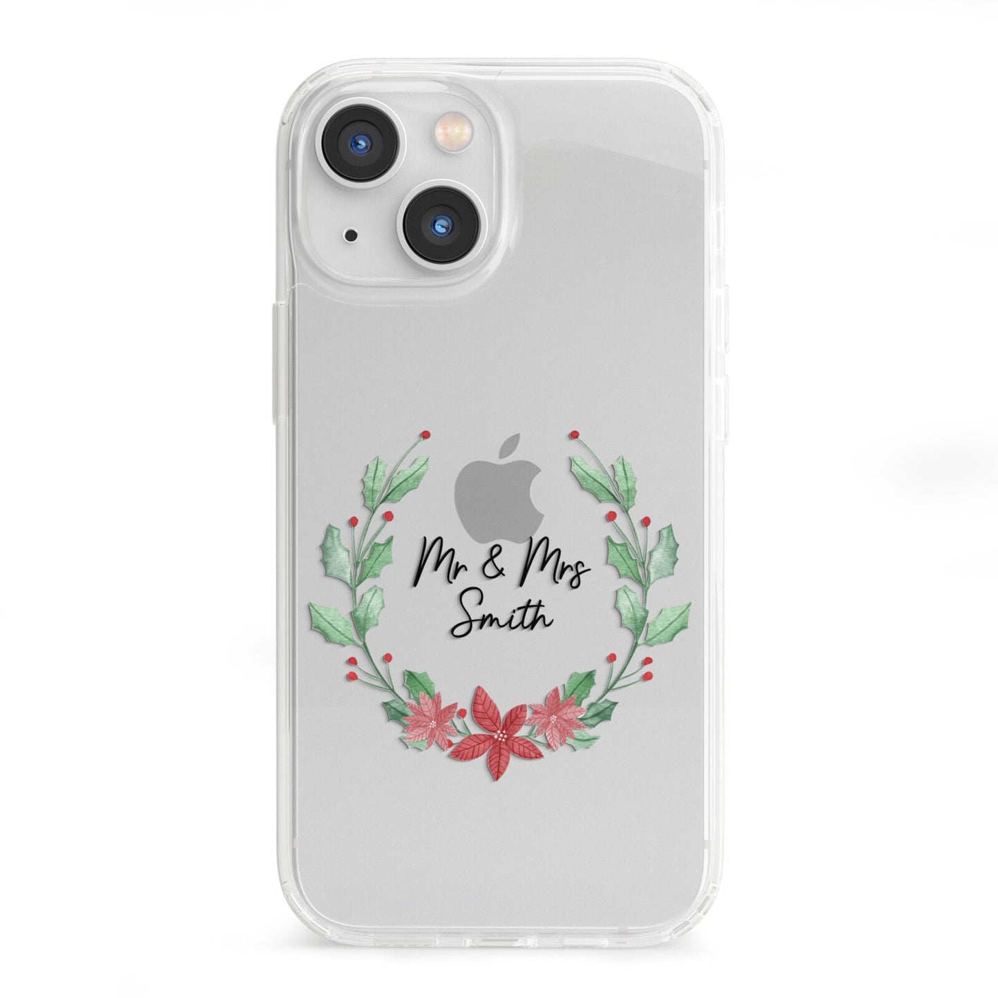 Personalised Couples Wreath iPhone 13 Mini Clear Bumper Case