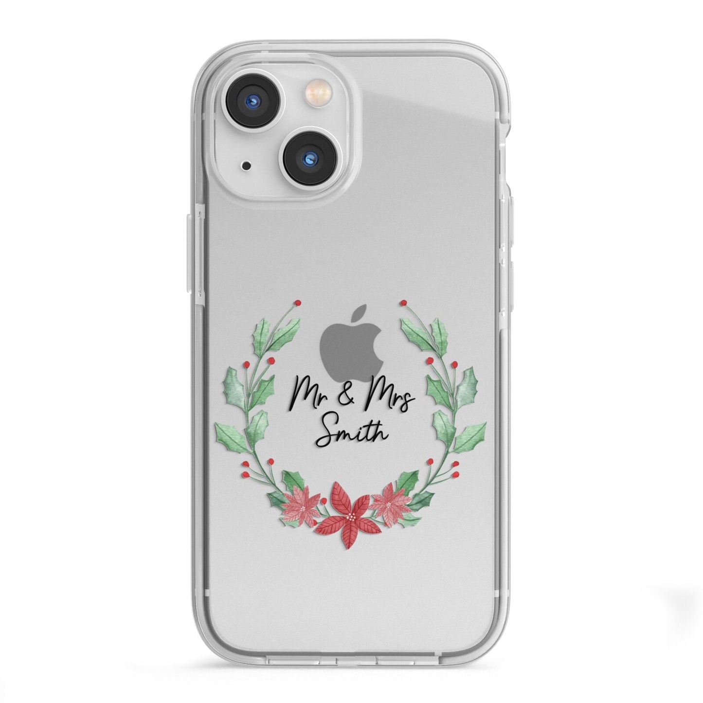 Personalised Couples Wreath iPhone 13 Mini TPU Impact Case with White Edges