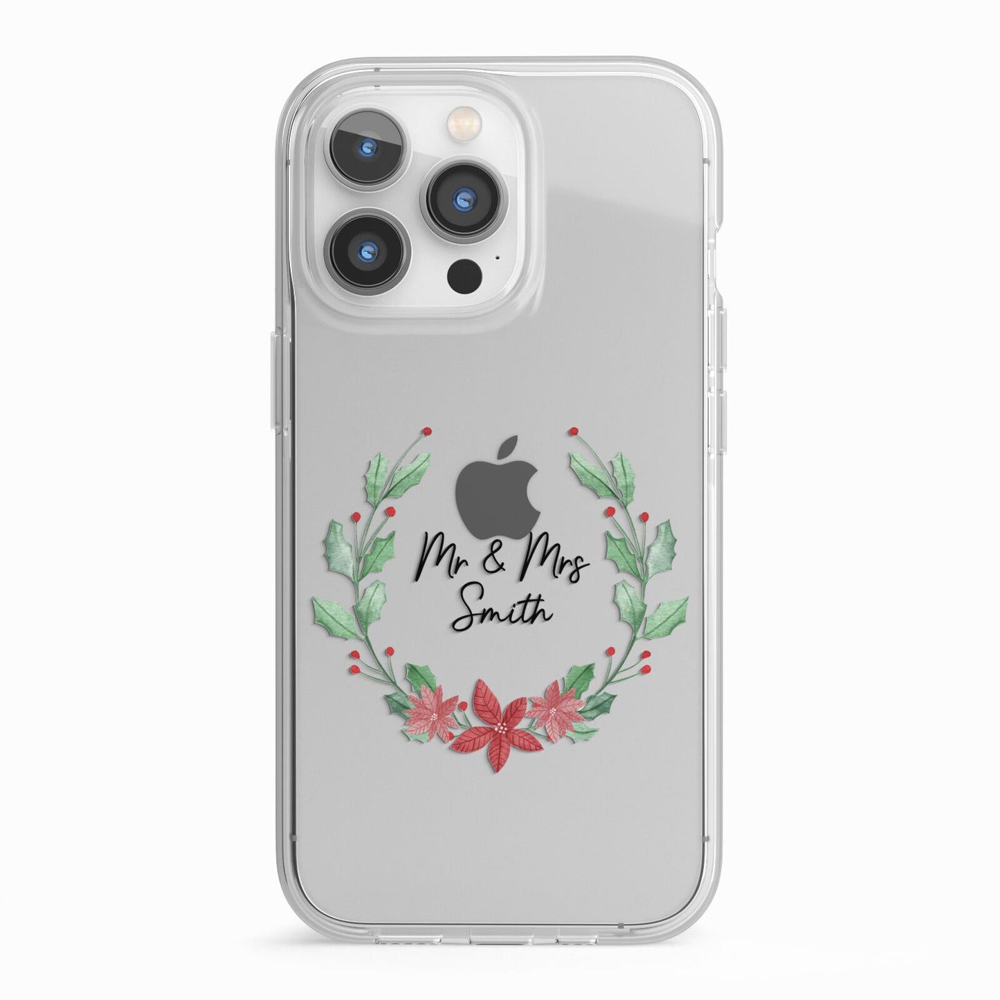 Personalised Couples Wreath iPhone 13 Pro TPU Impact Case with White Edges