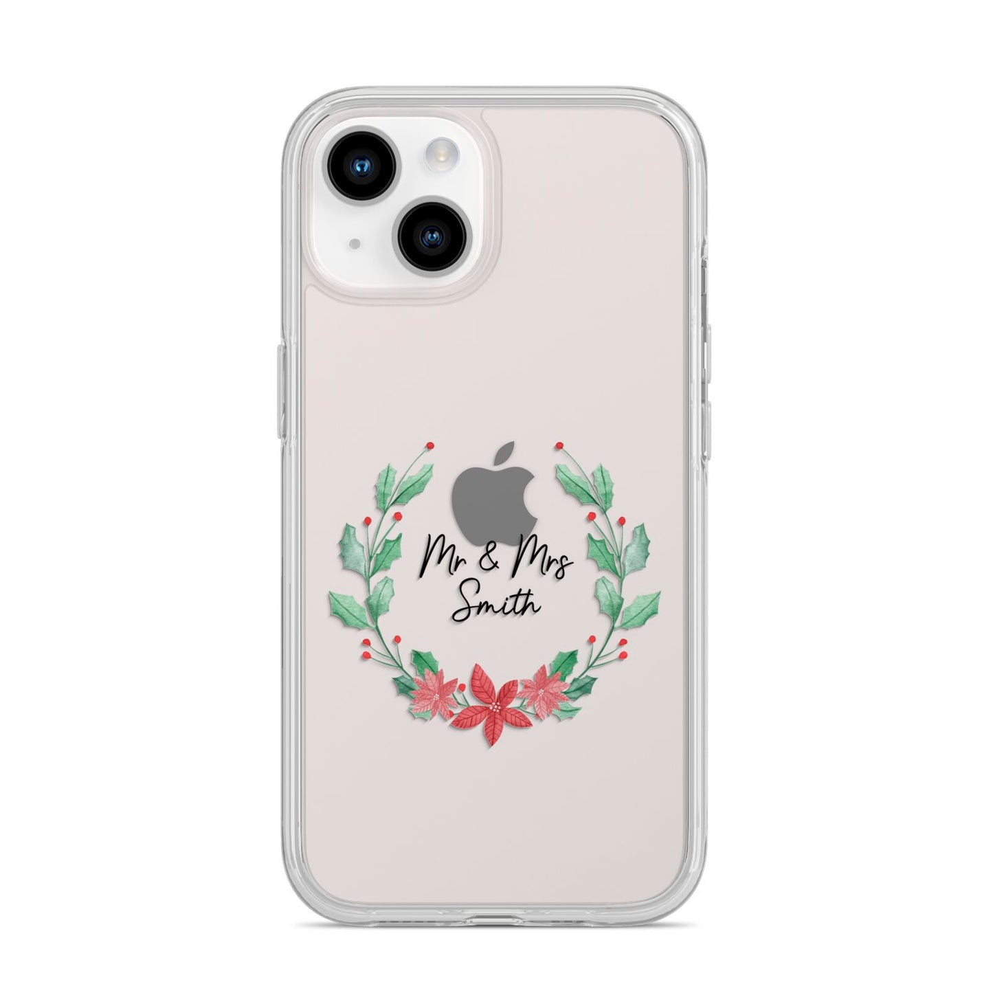 Personalised Couples Wreath iPhone 14 Clear Tough Case Starlight