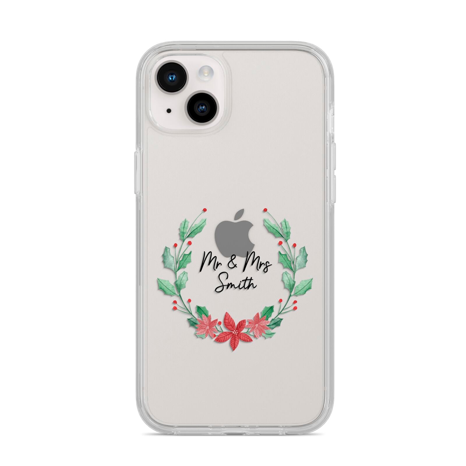 Personalised Couples Wreath iPhone 14 Plus Clear Tough Case Starlight