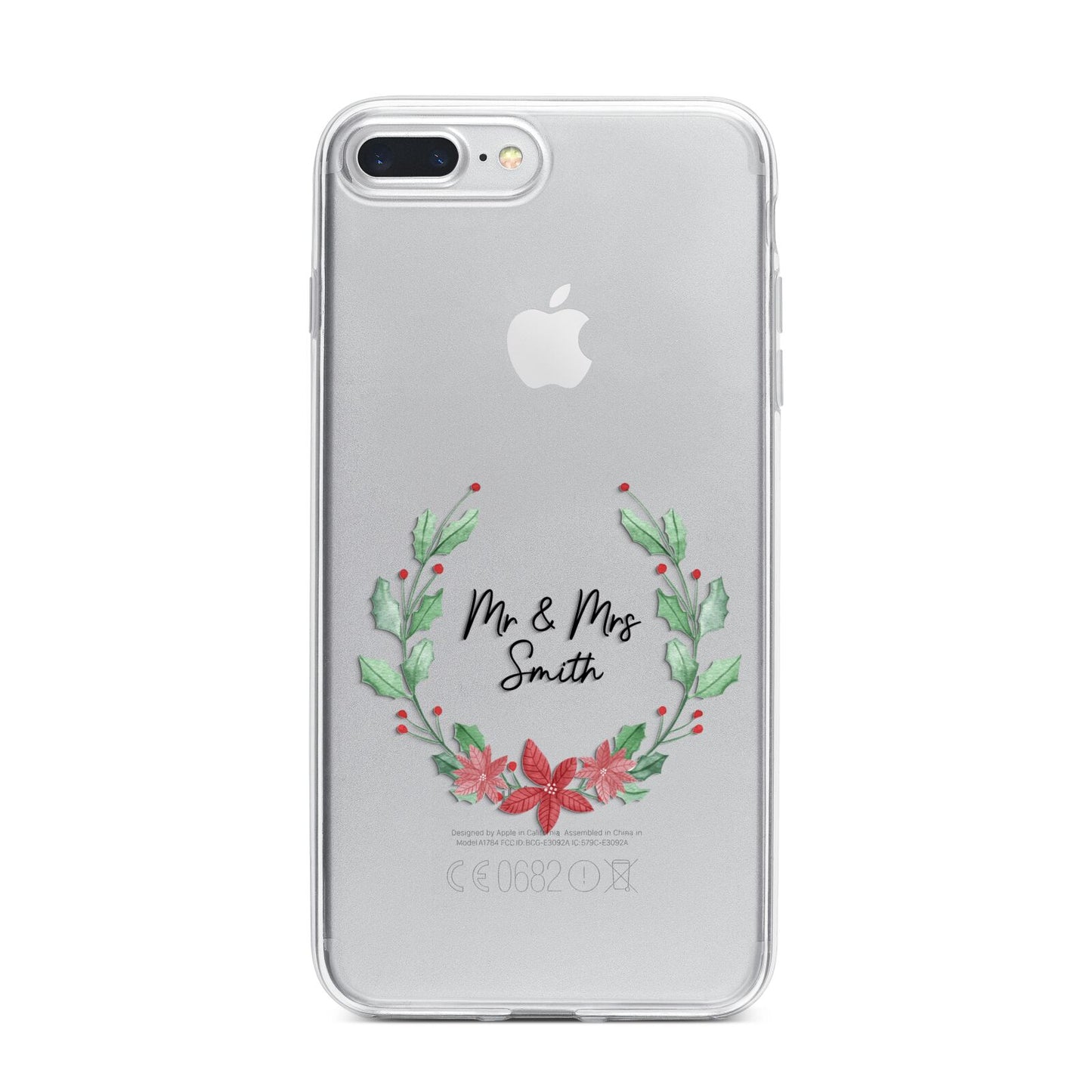 Personalised Couples Wreath iPhone 7 Plus Bumper Case on Silver iPhone