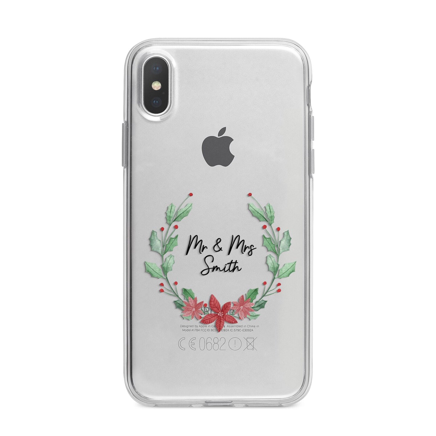 Personalised Couples Wreath iPhone X Bumper Case on Silver iPhone Alternative Image 1