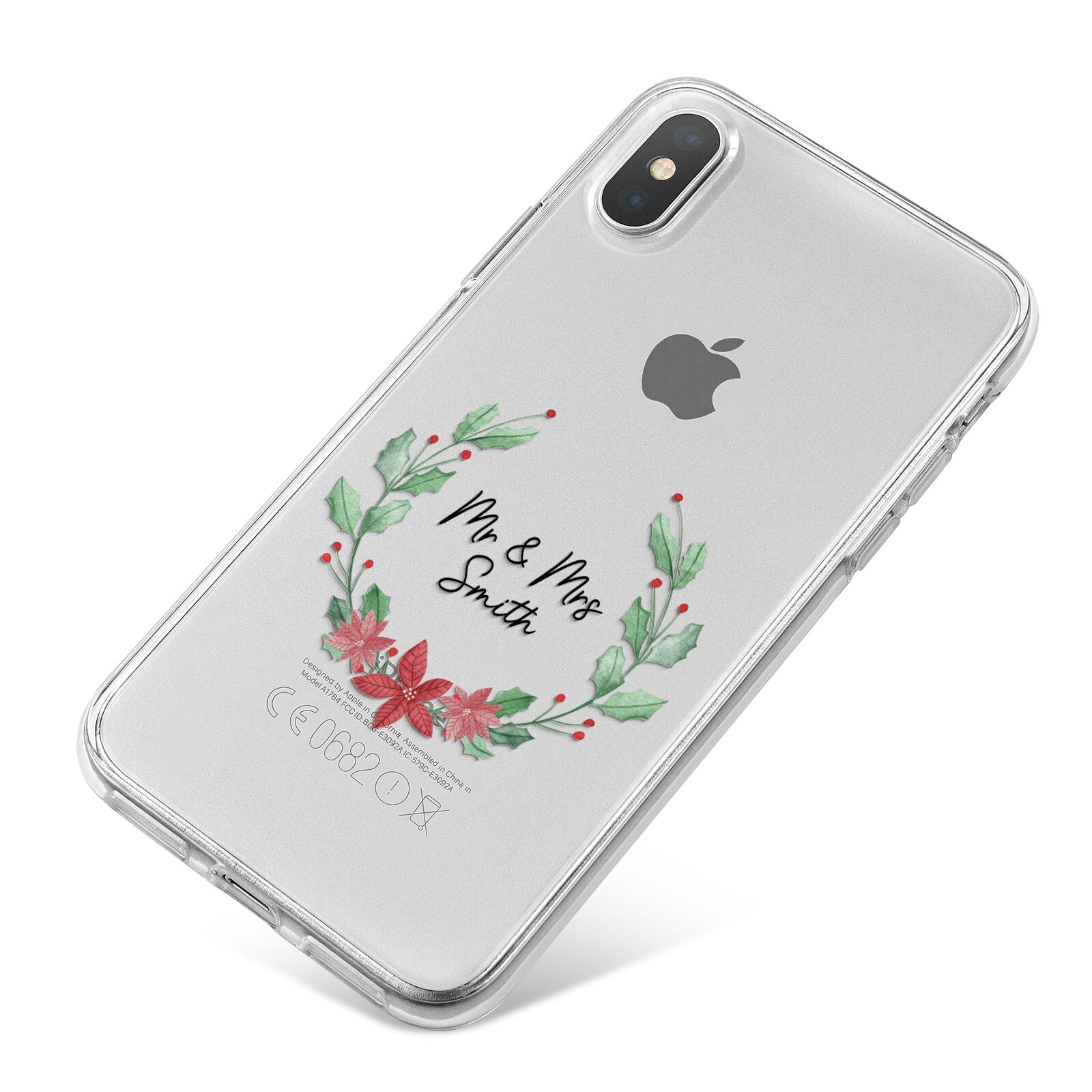 Personalised Couples Wreath iPhone X Bumper Case on Silver iPhone