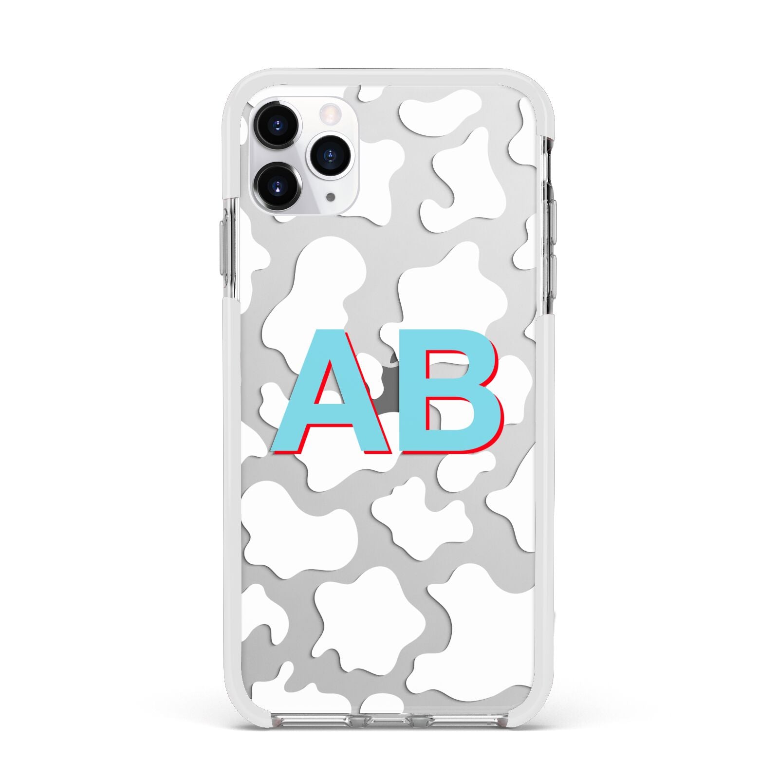 Personalised Cow Print Apple iPhone 11 Pro Max in Silver with White Impact Case