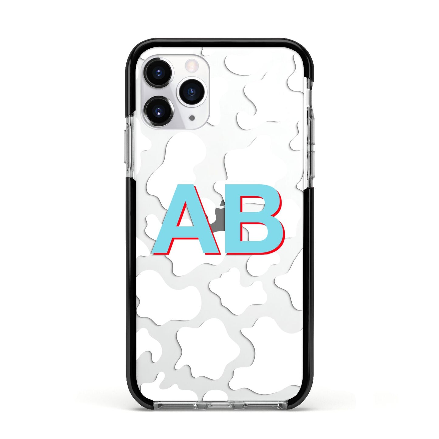 Personalised Cow Print Apple iPhone 11 Pro in Silver with Black Impact Case