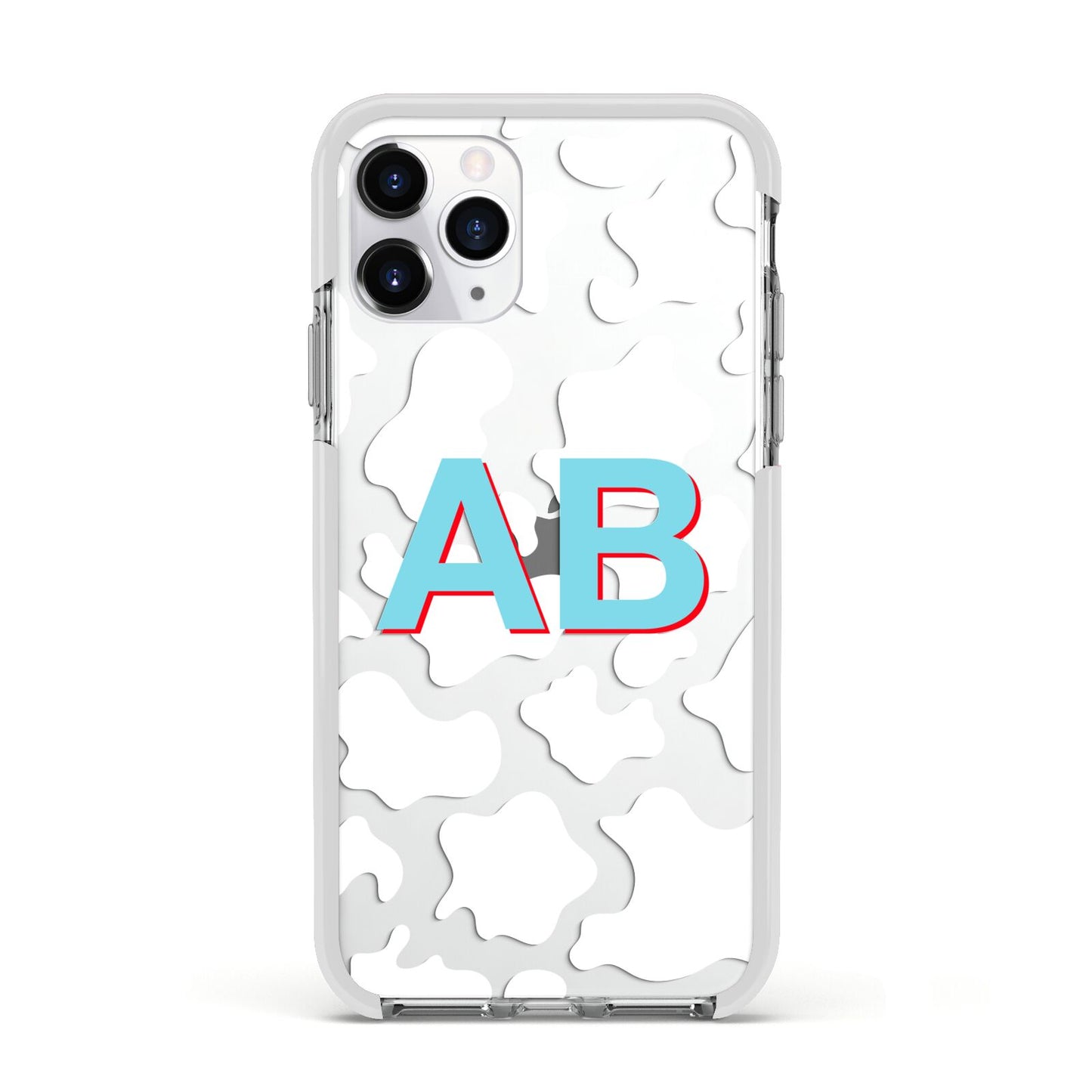 Personalised Cow Print Apple iPhone 11 Pro in Silver with White Impact Case