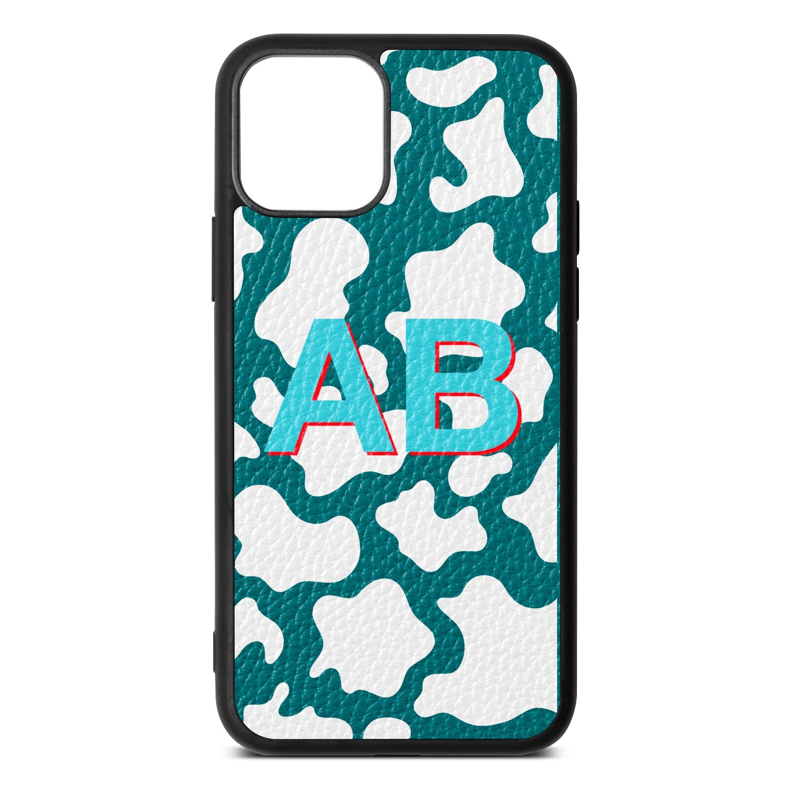 Personalised Cow Print Green Pebble Leather iPhone 11 Case