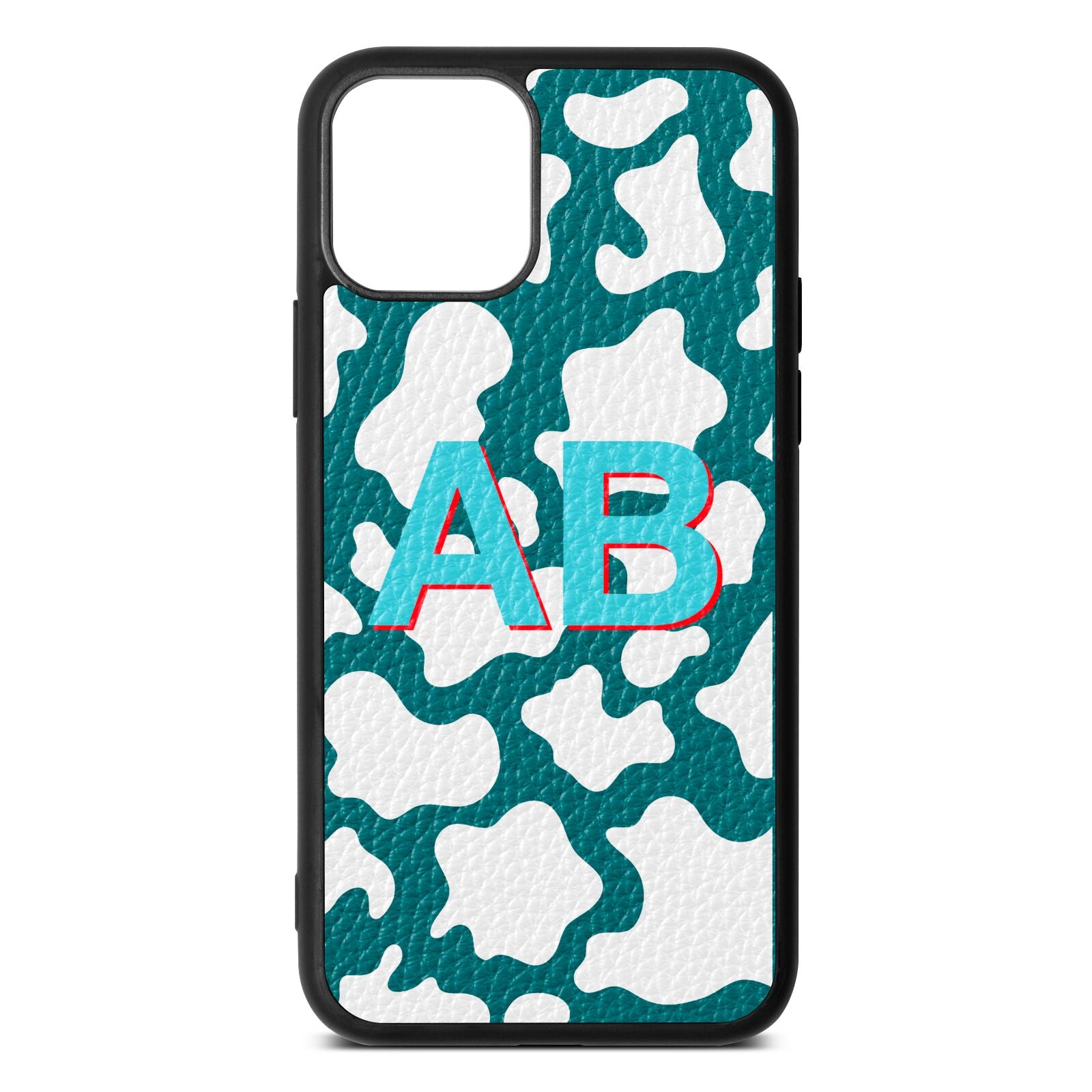 Personalised Cow Print Green Pebble Leather iPhone 11 Pro Case