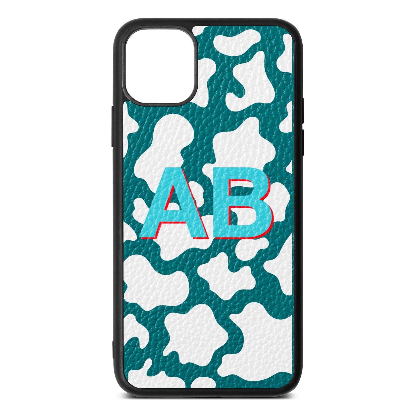 Personalised Cow Print Green Pebble Leather iPhone 11 Pro Max Case