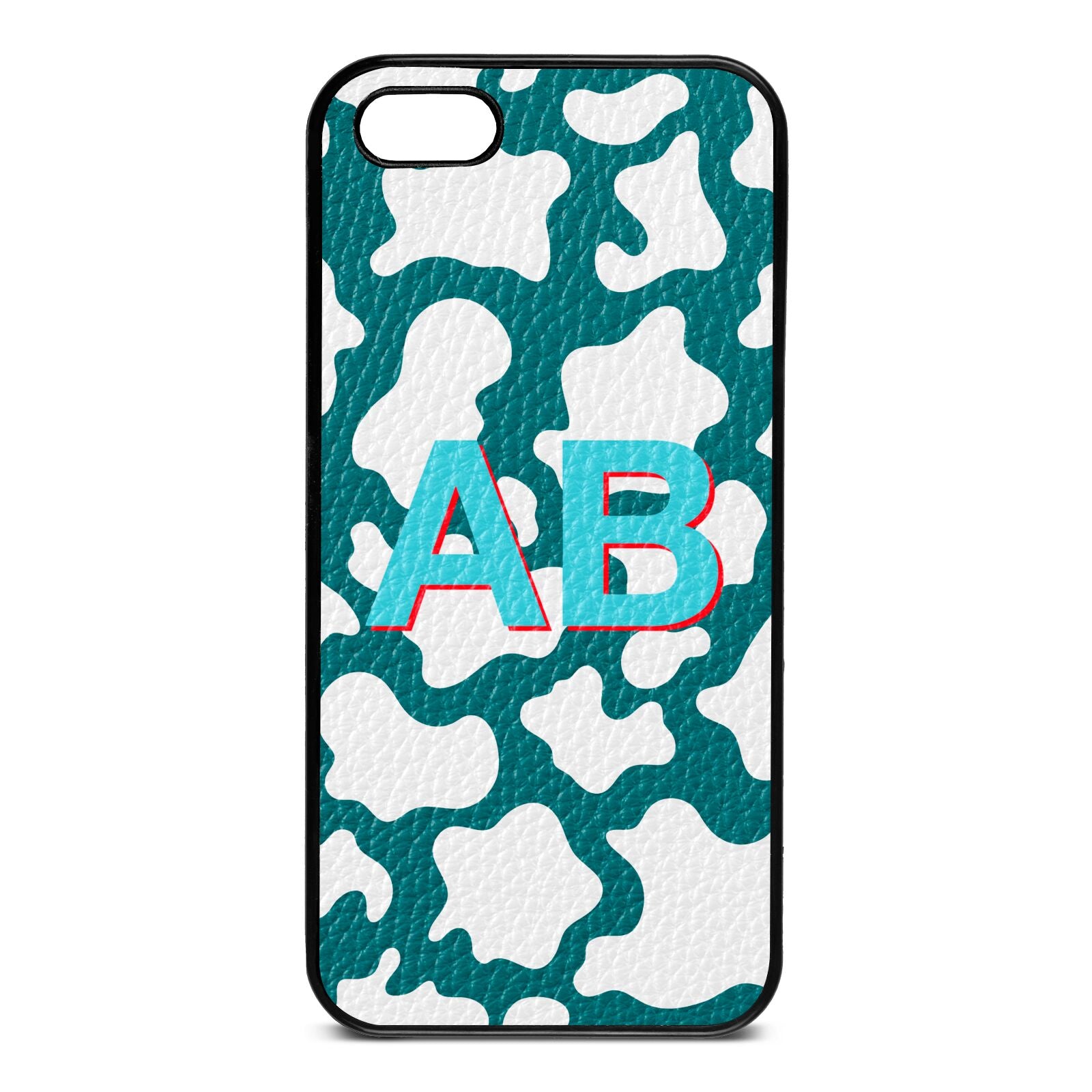 Personalised Cow Print Green Pebble Leather iPhone 5 Case