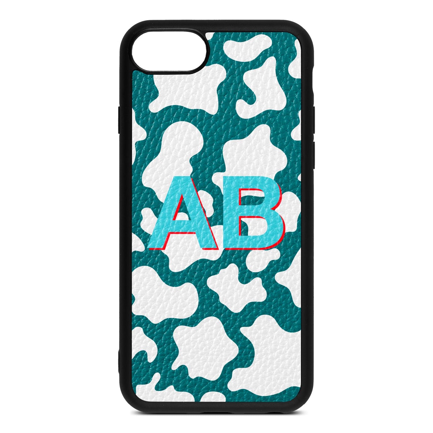 Personalised Cow Print Green Pebble Leather iPhone 8 Case