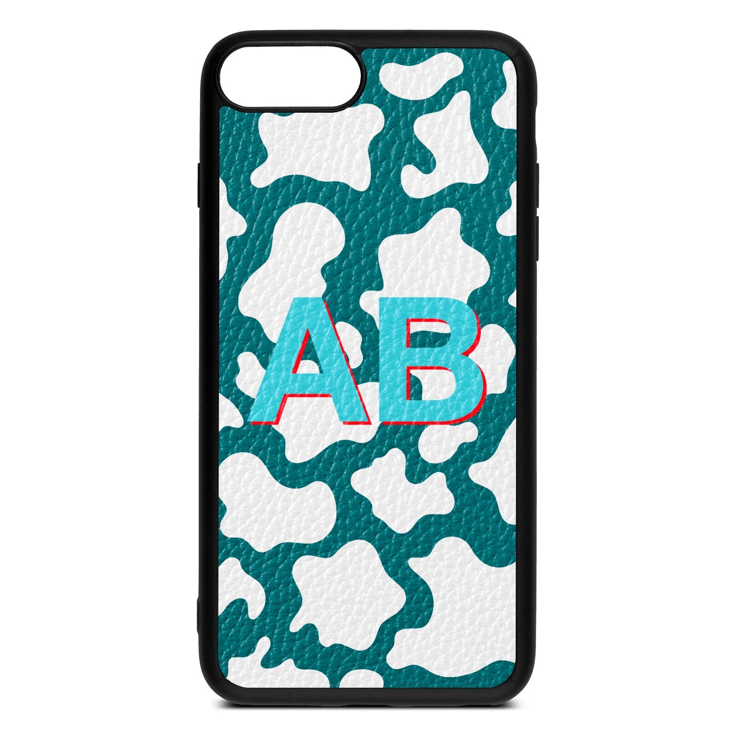 Personalised Cow Print Green Pebble Leather iPhone 8 Plus Case