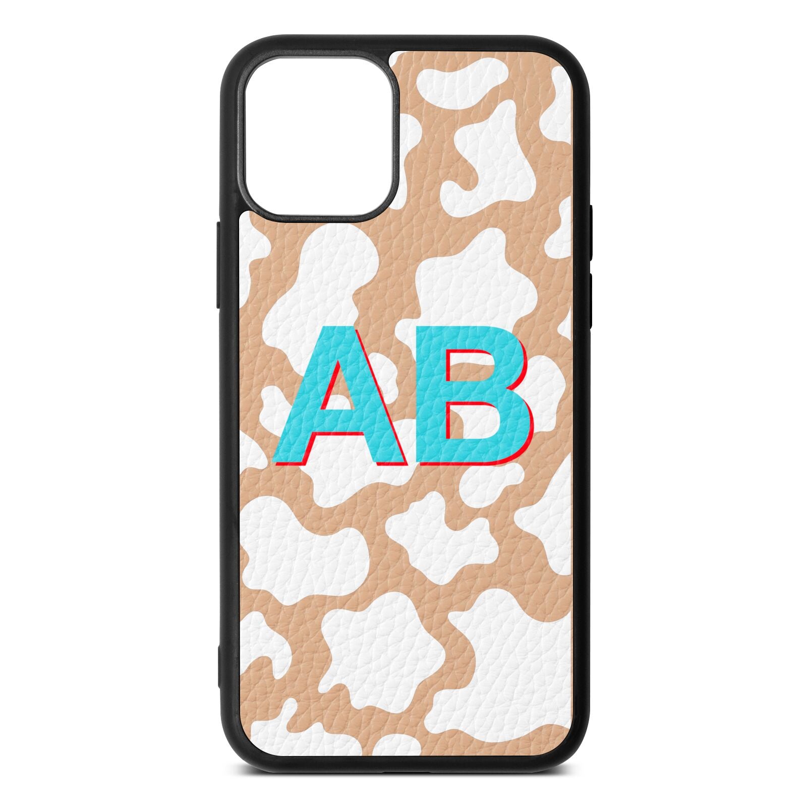 Personalised Cow Print Nude Pebble Leather iPhone 11 Pro Case