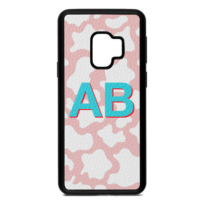 Personalised Cow Print Pink Pebble Leather Samsung S9 Case