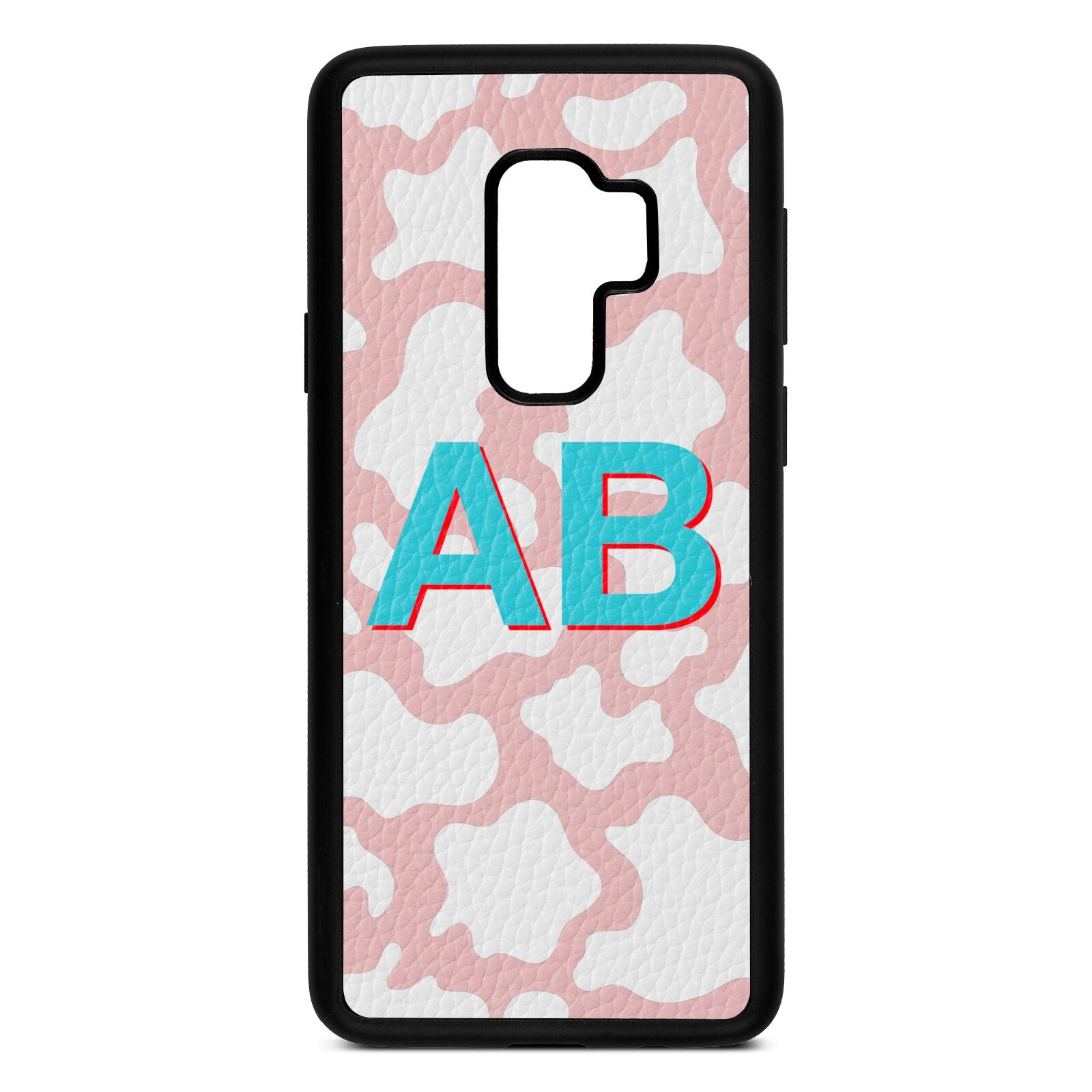 Personalised Cow Print Pink Pebble Leather Samsung S9 Plus Case