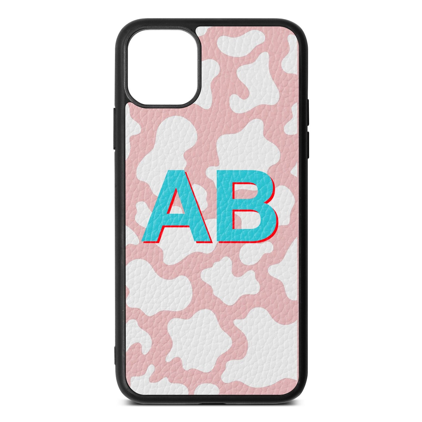 Personalised Cow Print Pink Pebble Leather iPhone 11 Pro Max Case