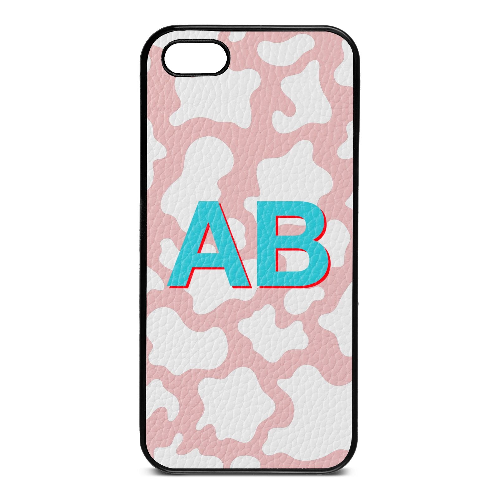 Personalised Cow Print Pink Pebble Leather iPhone 5 Case