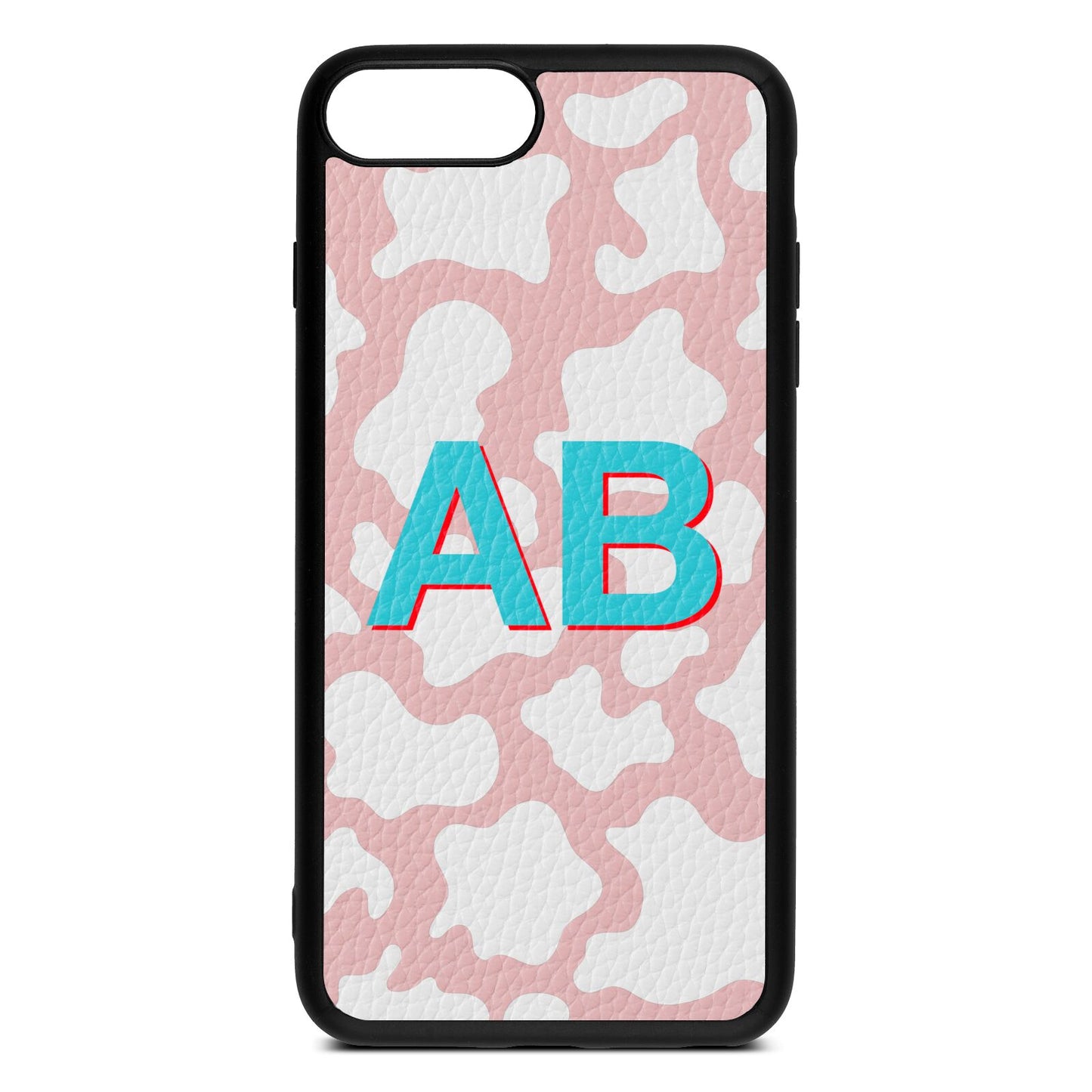 Personalised Cow Print Pink Pebble Leather iPhone 8 Plus Case