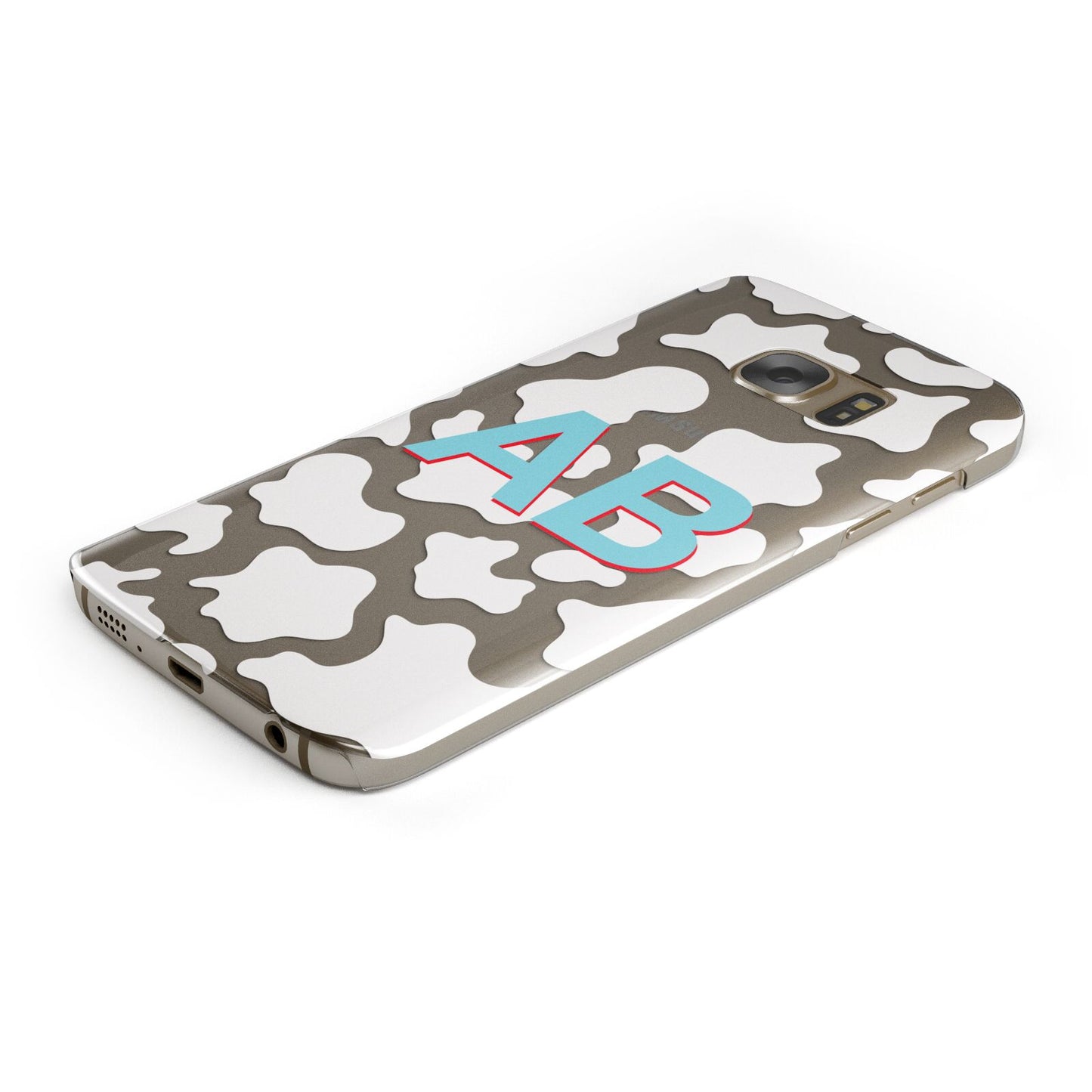 Personalised Cow Print Protective Samsung Galaxy Case Angled Image