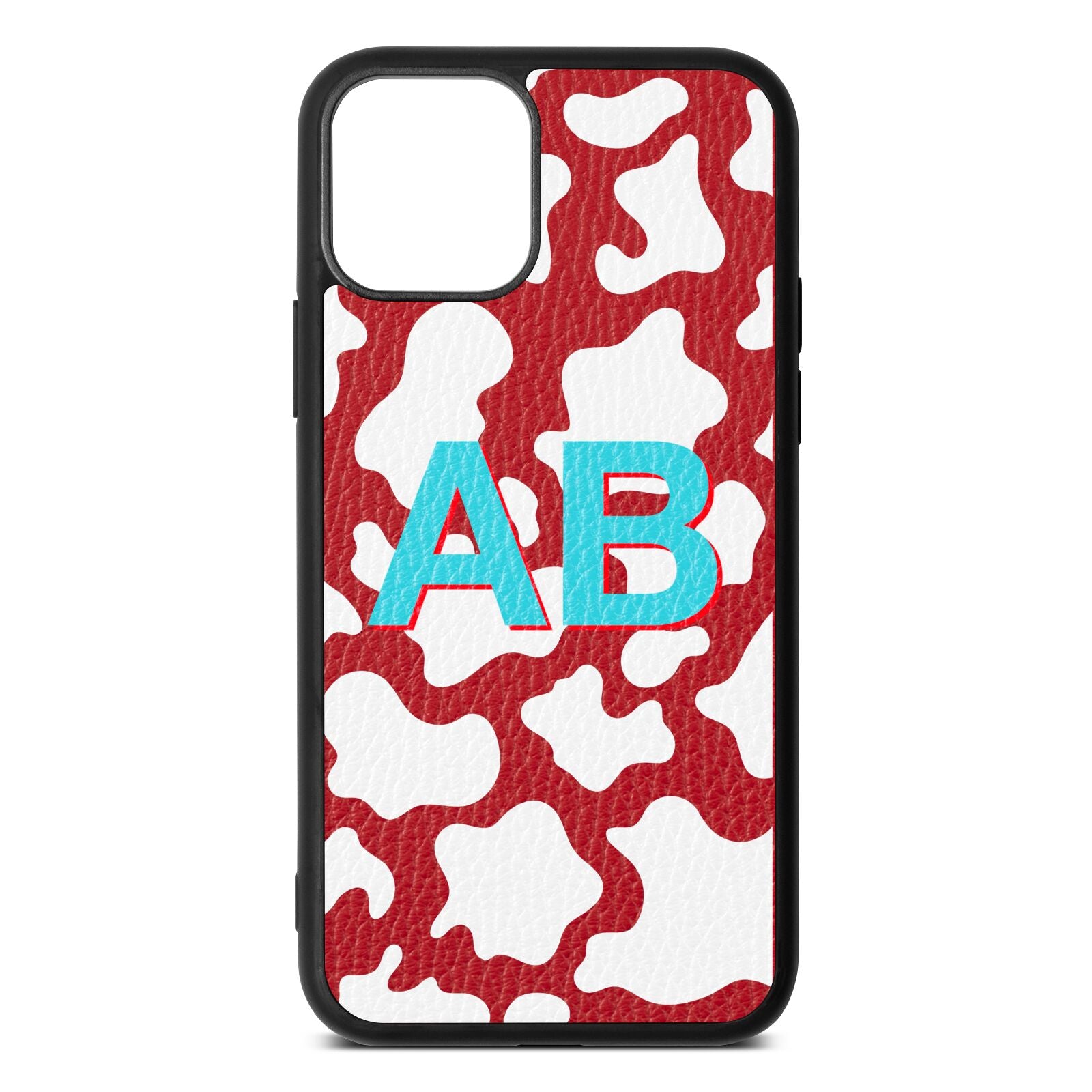 Personalised Cow Print Red Pebble Leather iPhone 11 Pro Case