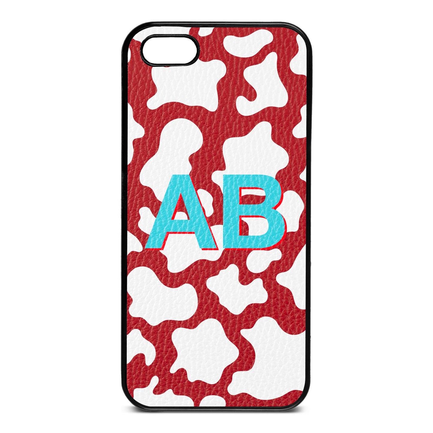 Personalised Cow Print Red Pebble Leather iPhone 5 Case