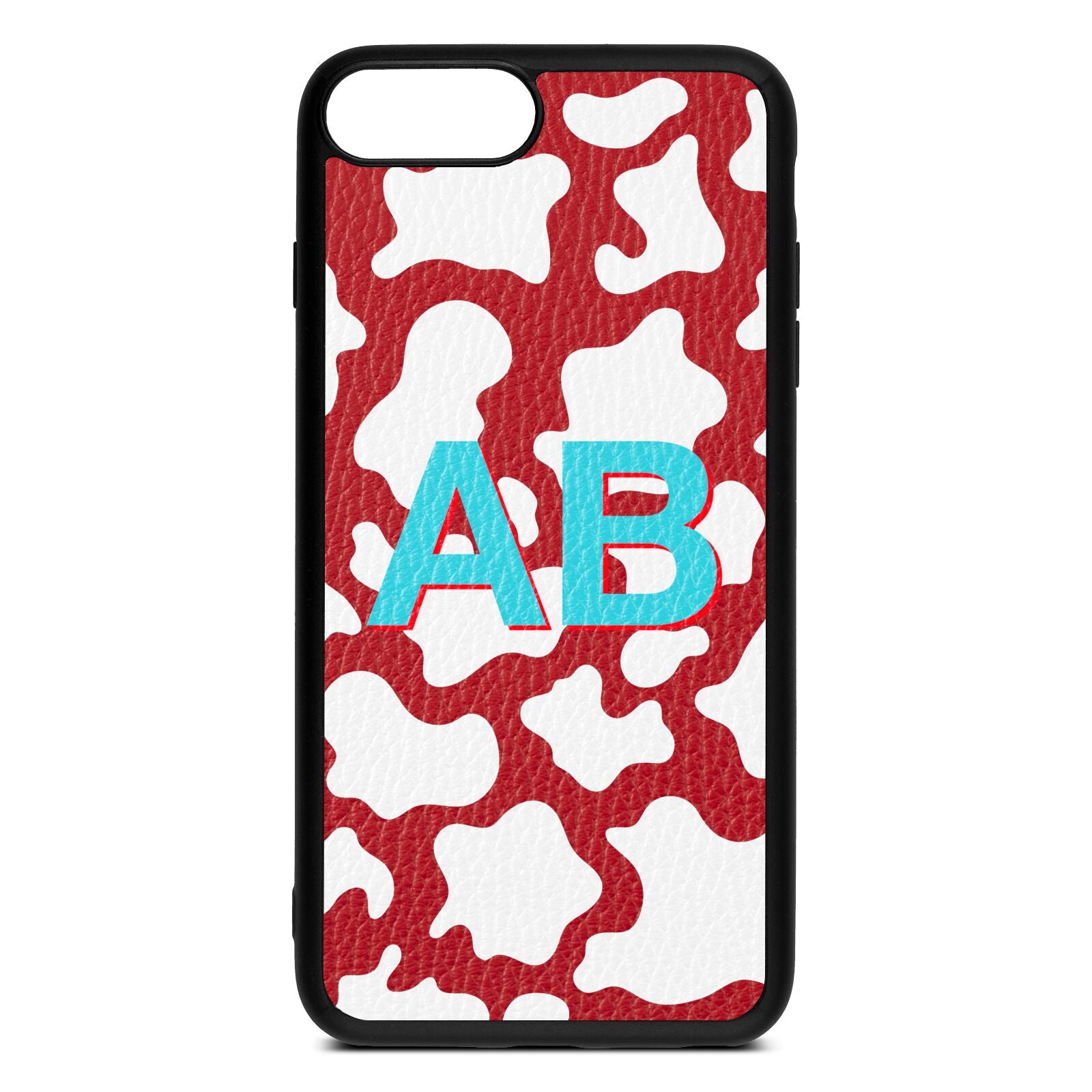 Personalised Cow Print Red Pebble Leather iPhone 8 Plus Case