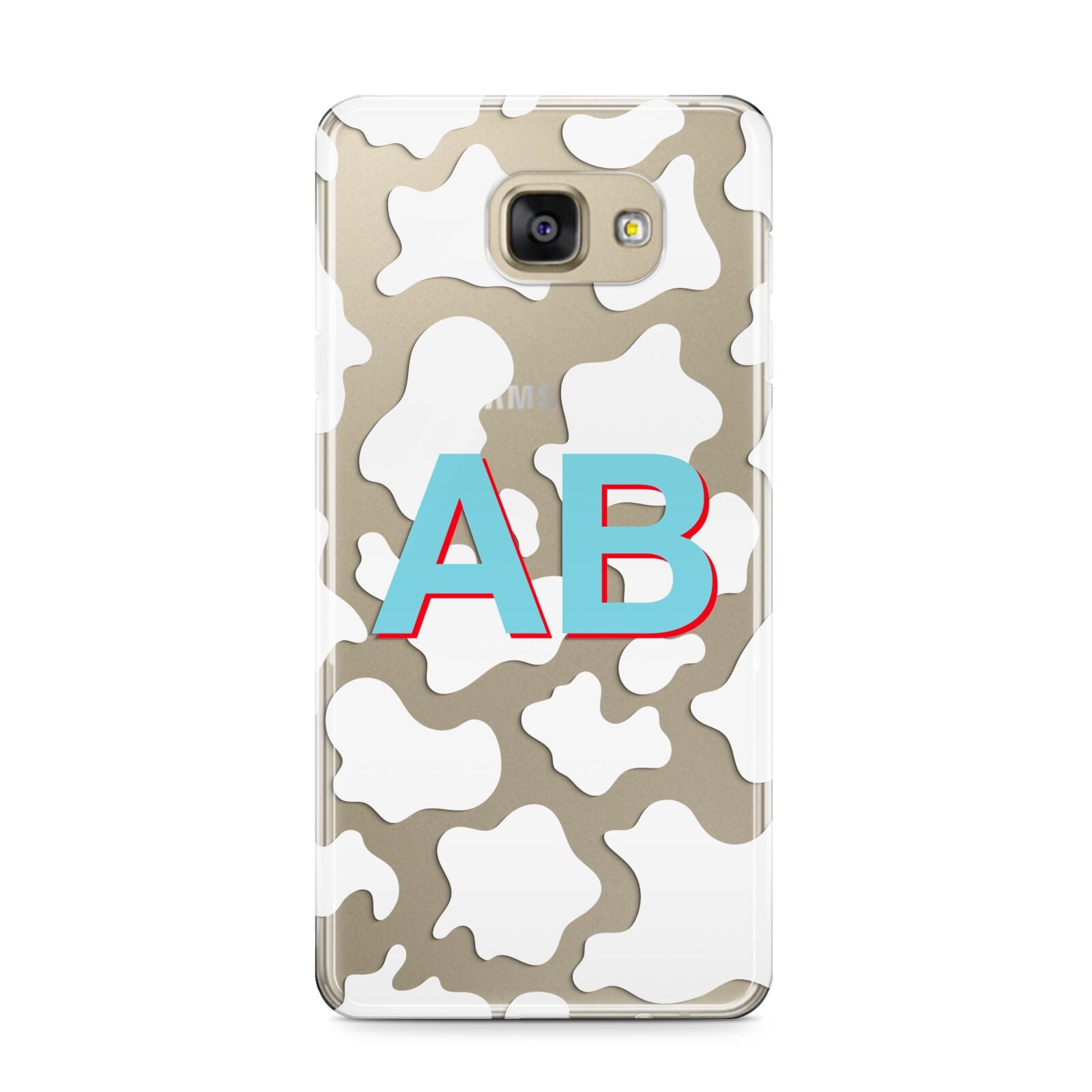 Personalised Cow Print Samsung Galaxy A9 2016 Case on gold phone