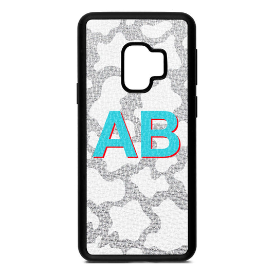 Personalised Cow Print Silver Pebble Leather Samsung S9 Case